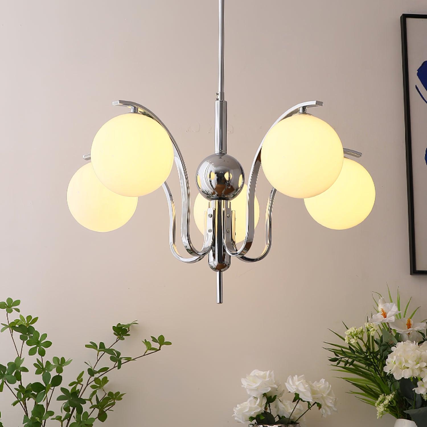 Lustra Chandelier Chrome Glass Modo Deco Elegant - Letslighting
