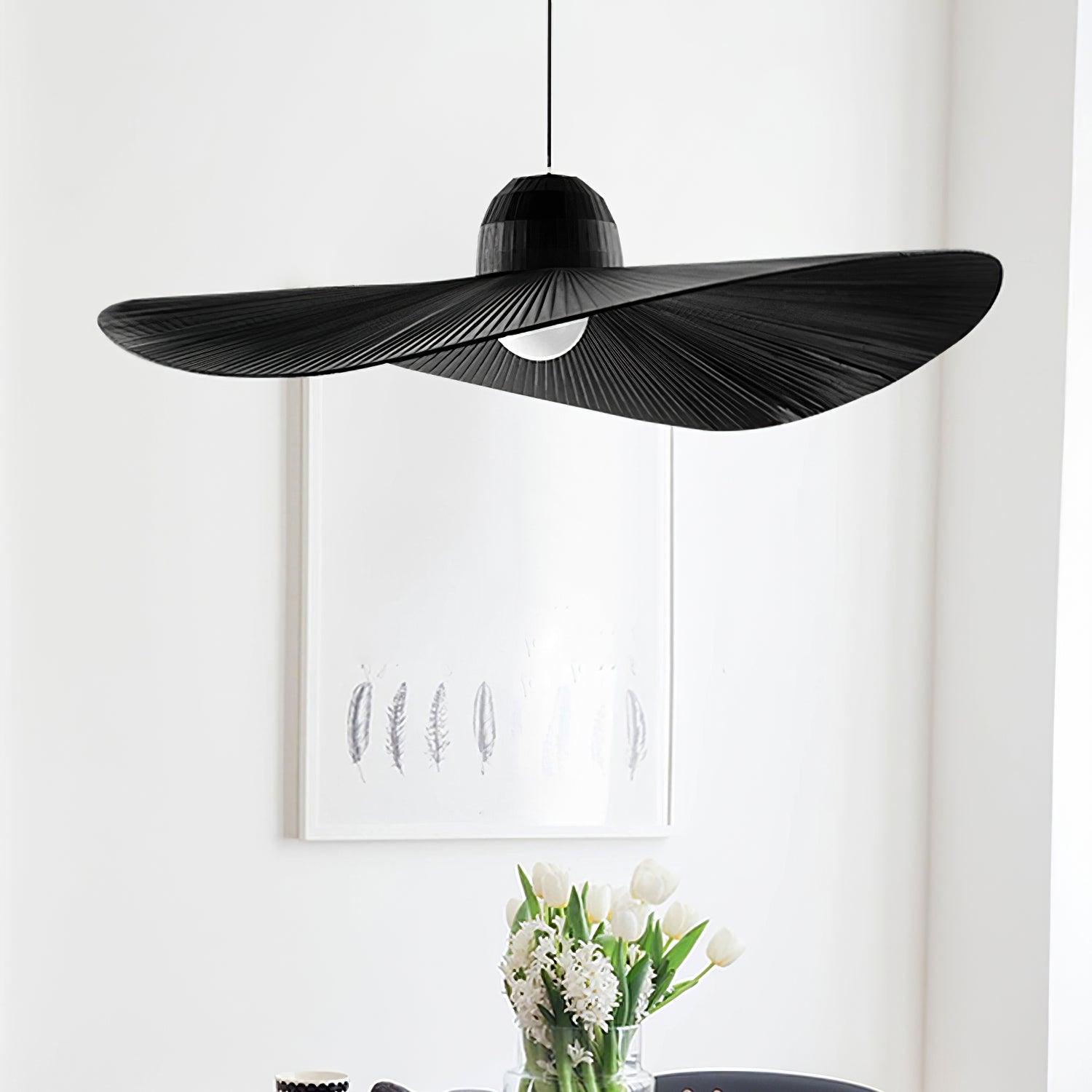 Moire Hat Pendant Lamp Pleated Fabric Modern - Letslighting