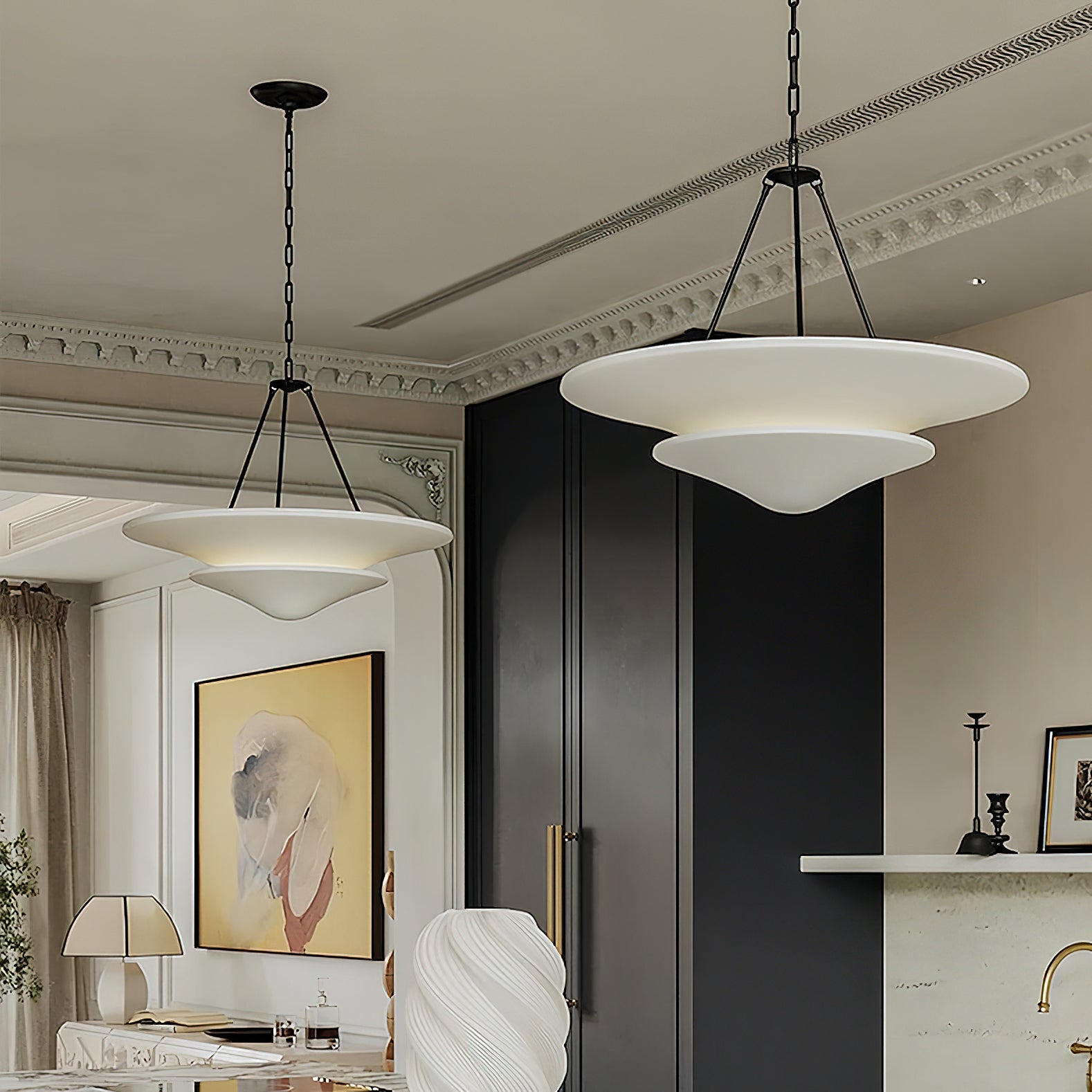 Mollino Chandelier Gypsum Sculptural Suspended - Letslighting
