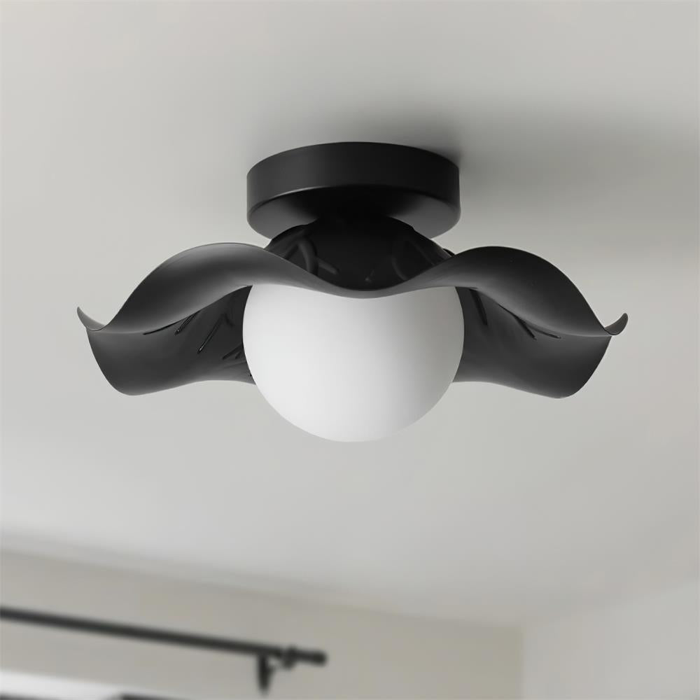 Monae Ceiling Light Petal Black Globe - Letslighting