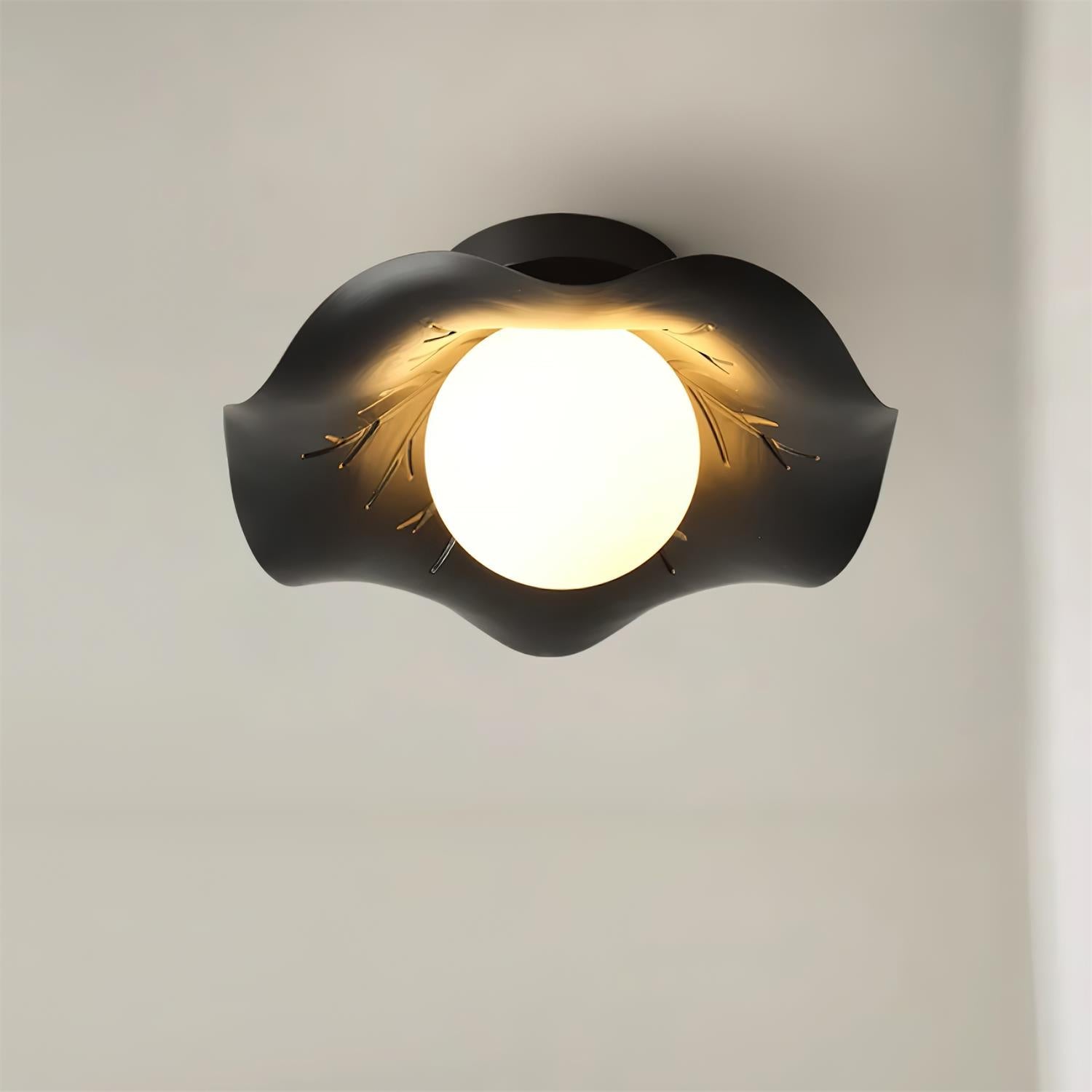 Monae Ceiling Light Petal Black Globe - Letslighting