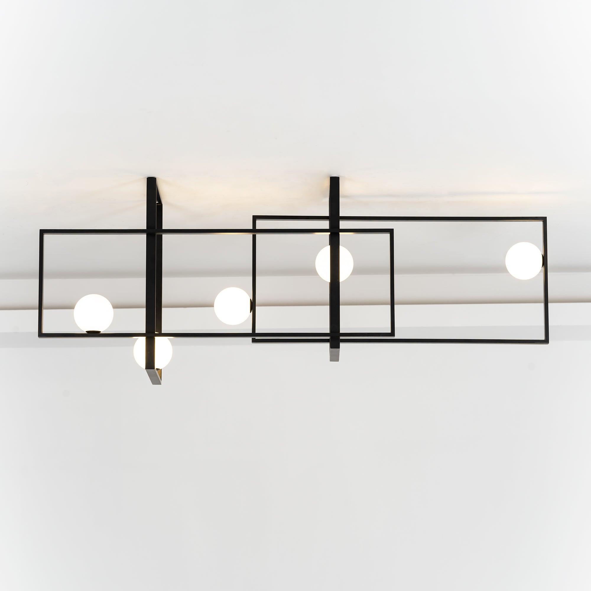 Lustra Chandelier Mondrian Glass Brass Geometric Modern - Blowlighting