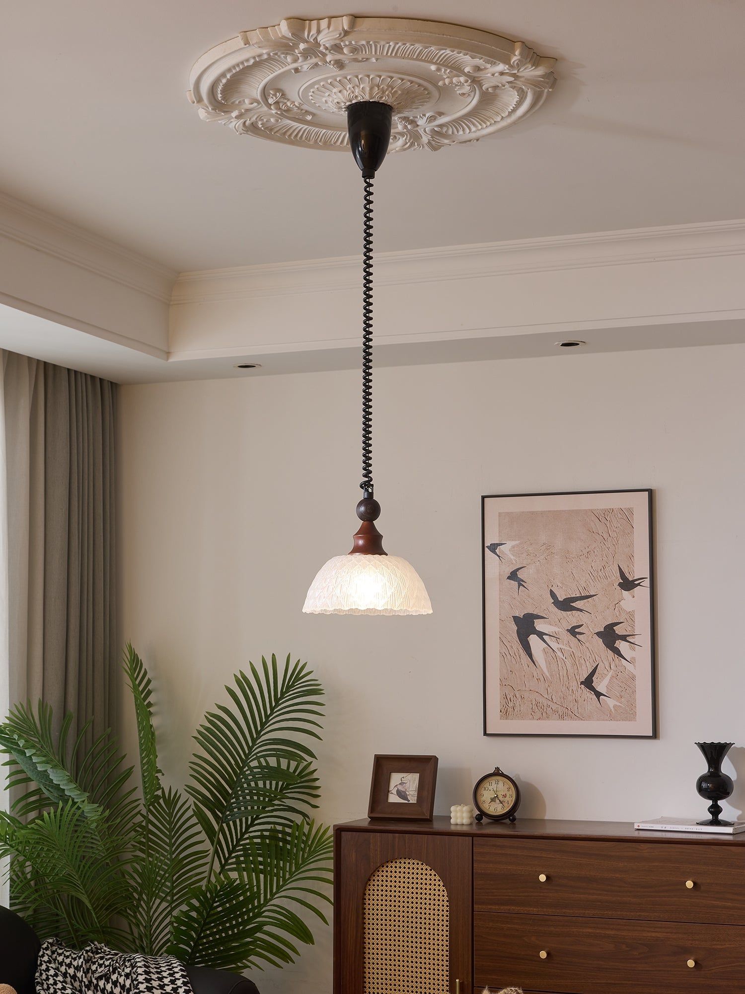 Nydoreth Elegance Vintage Art Wood Pendant Lamp - Letslighting