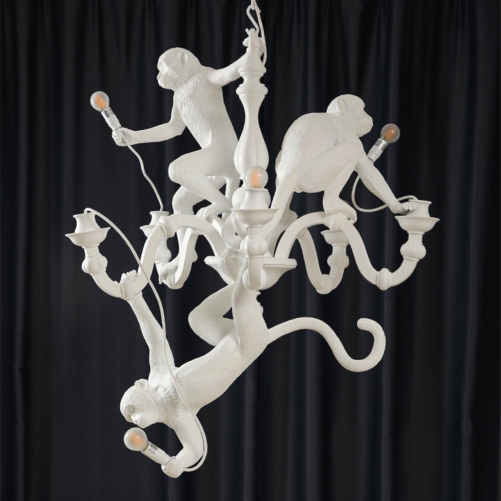 Lustra Chandelier Monkey Black Playful Sculpture - Letslighting