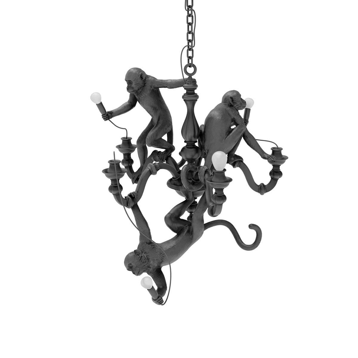 Lustra Chandelier Monkey Black Playful Sculpture - Letslighting