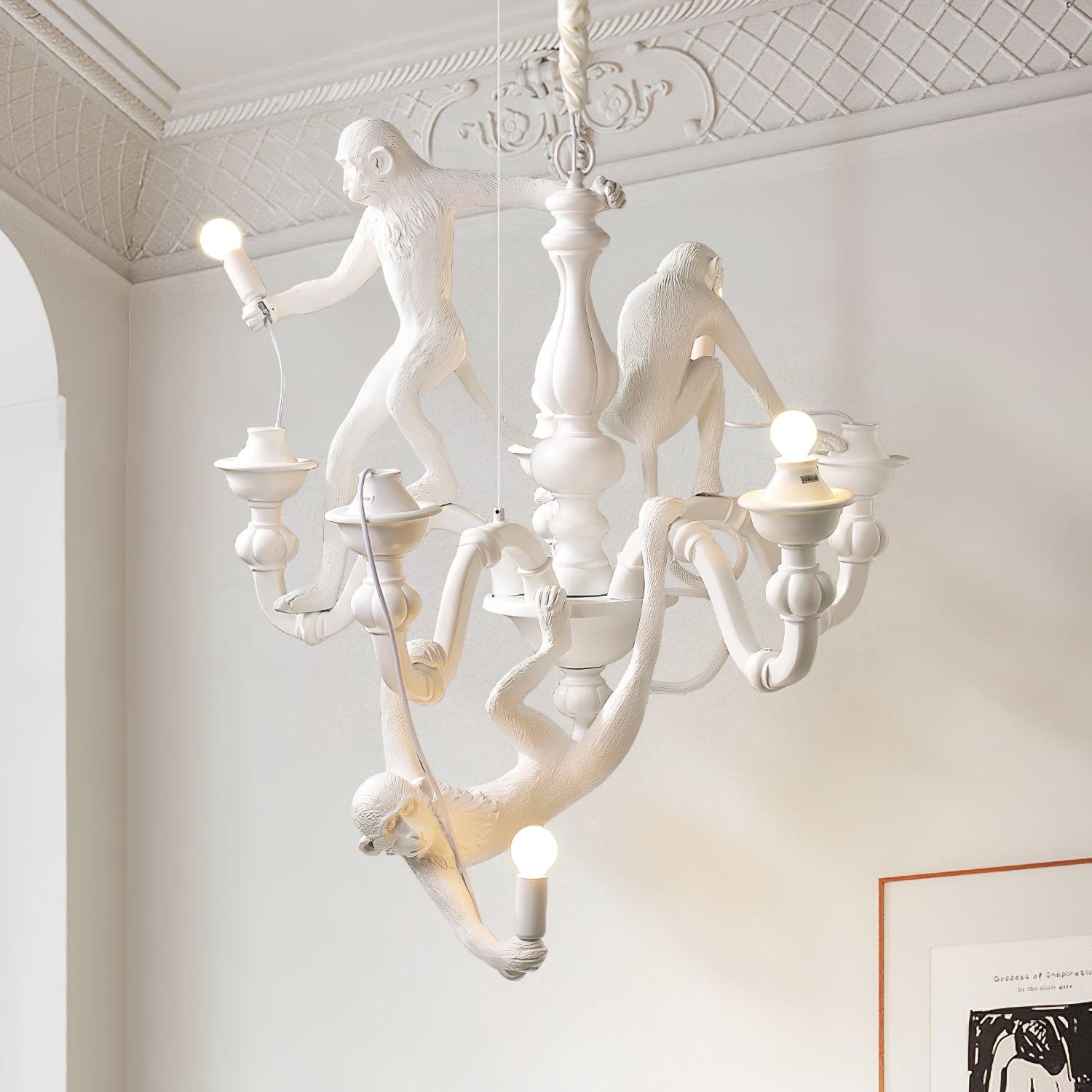 Lustra Chandelier Monkey Black Playful Sculpture - Letslighting