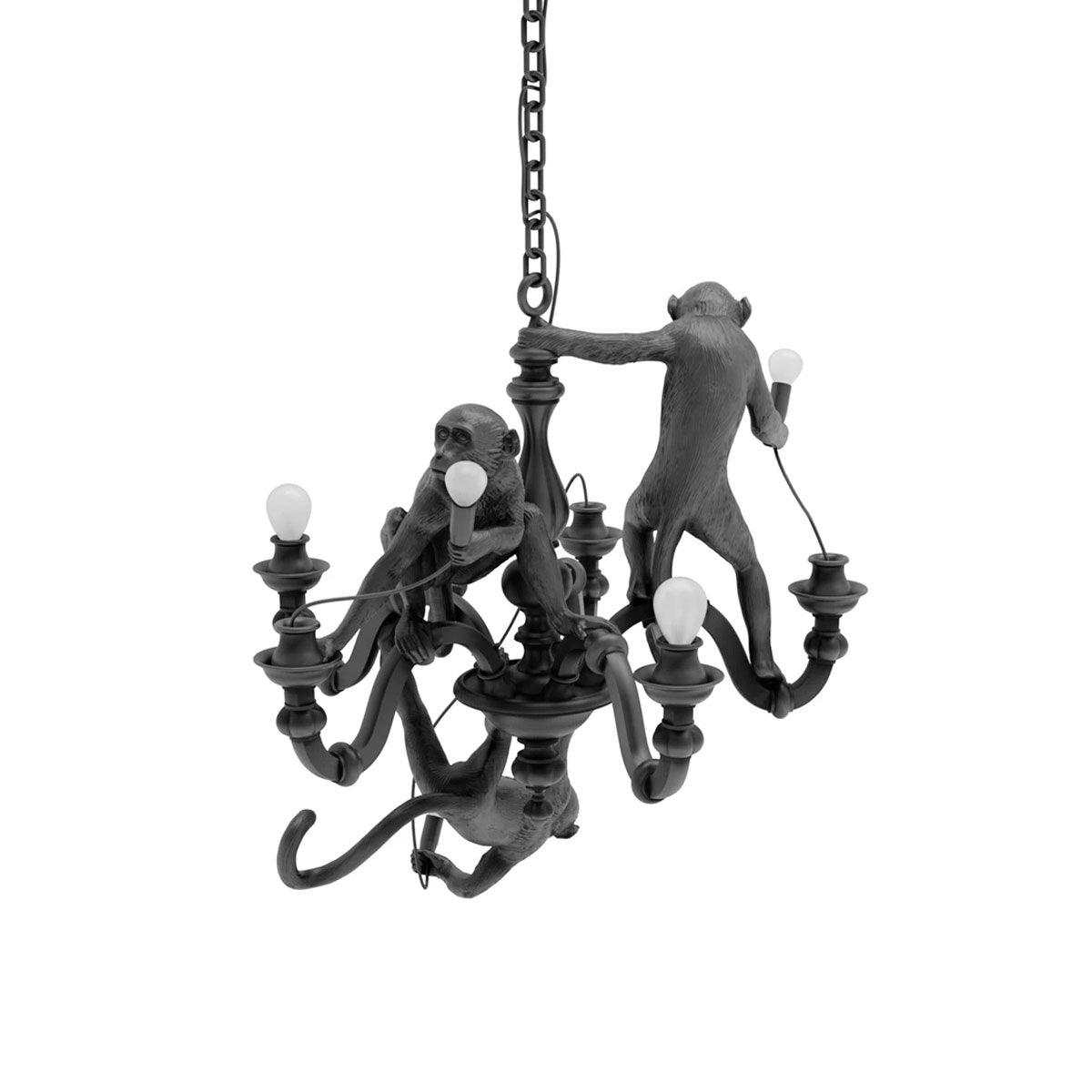 Lustra Chandelier Monkey Black Playful Sculpture - Letslighting