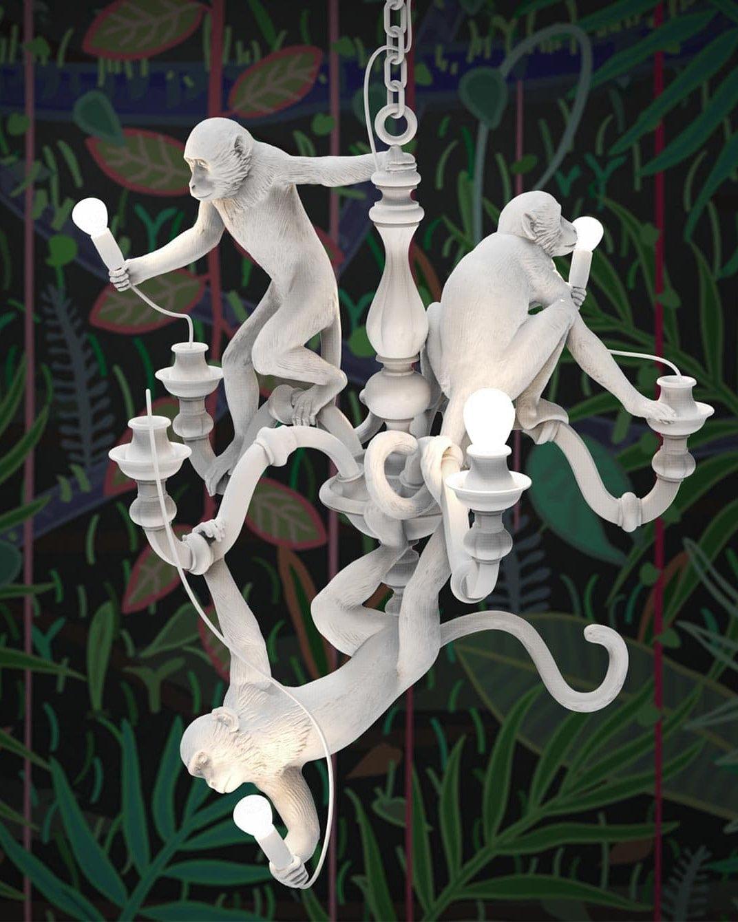 Lustra Chandelier Monkey Black Playful Sculpture - Letslighting