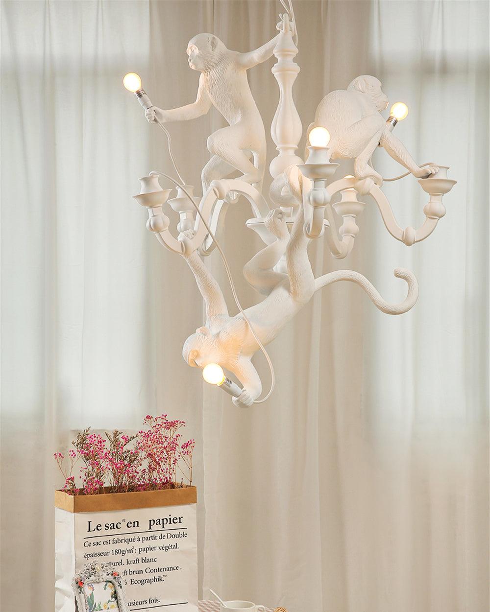 Lustra Chandelier Monkey Black Playful Sculpture - Letslighting