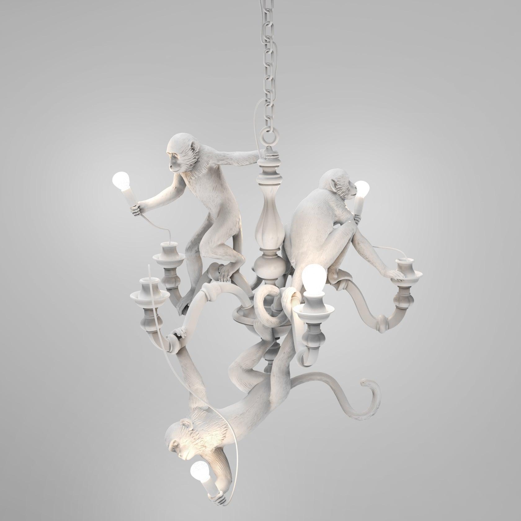 Lustra Chandelier Monkey Black Playful Sculpture - Letslighting