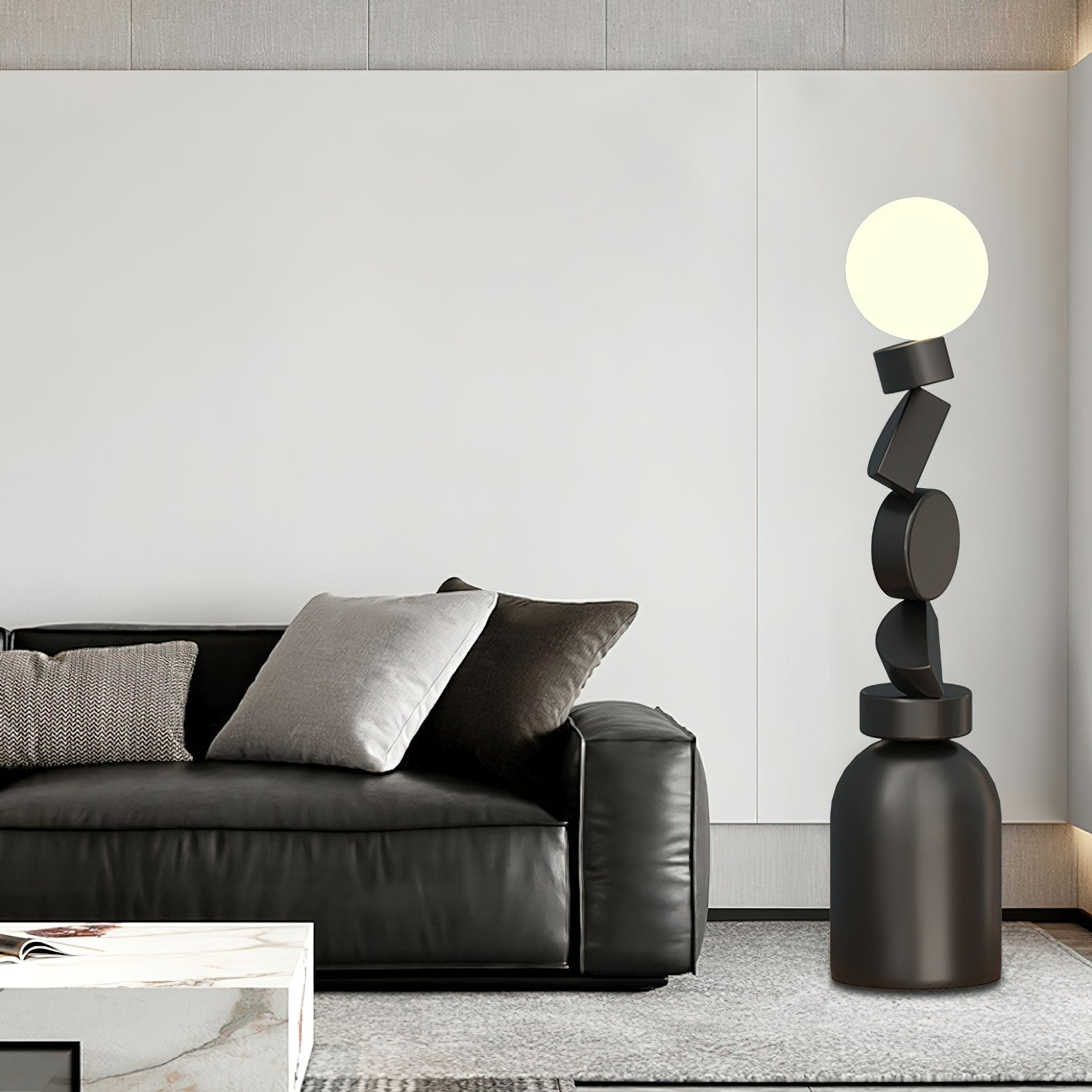 Floor Lamp Monolith Cube Black Base - Letslighting