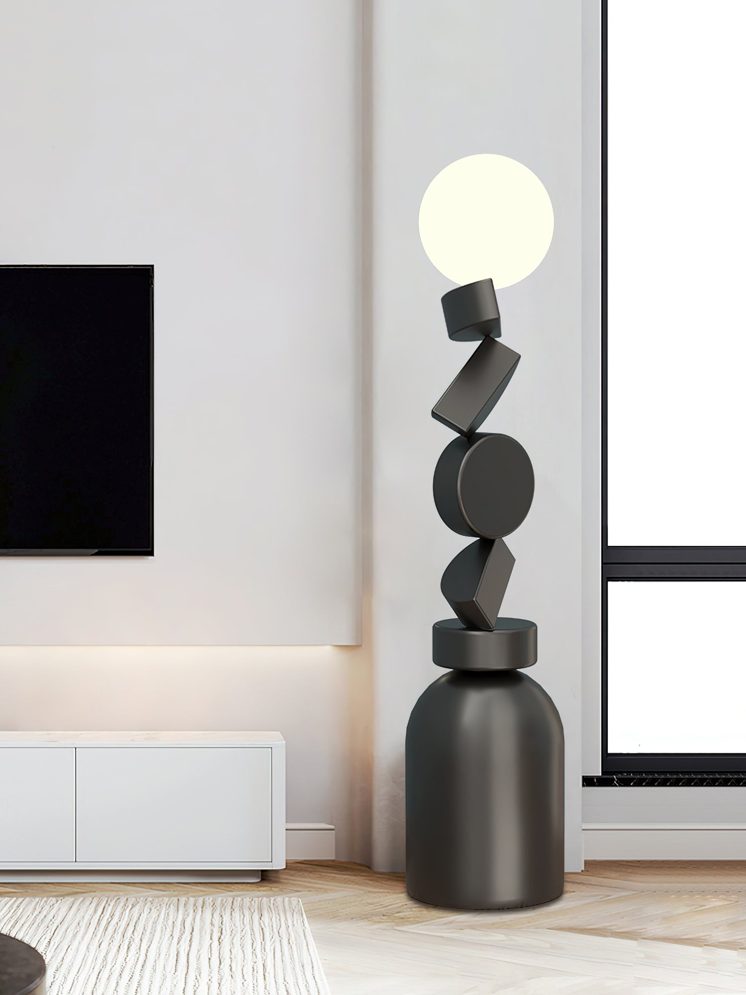 Floor Lamp Monolith Cube Black Base - Letslighting