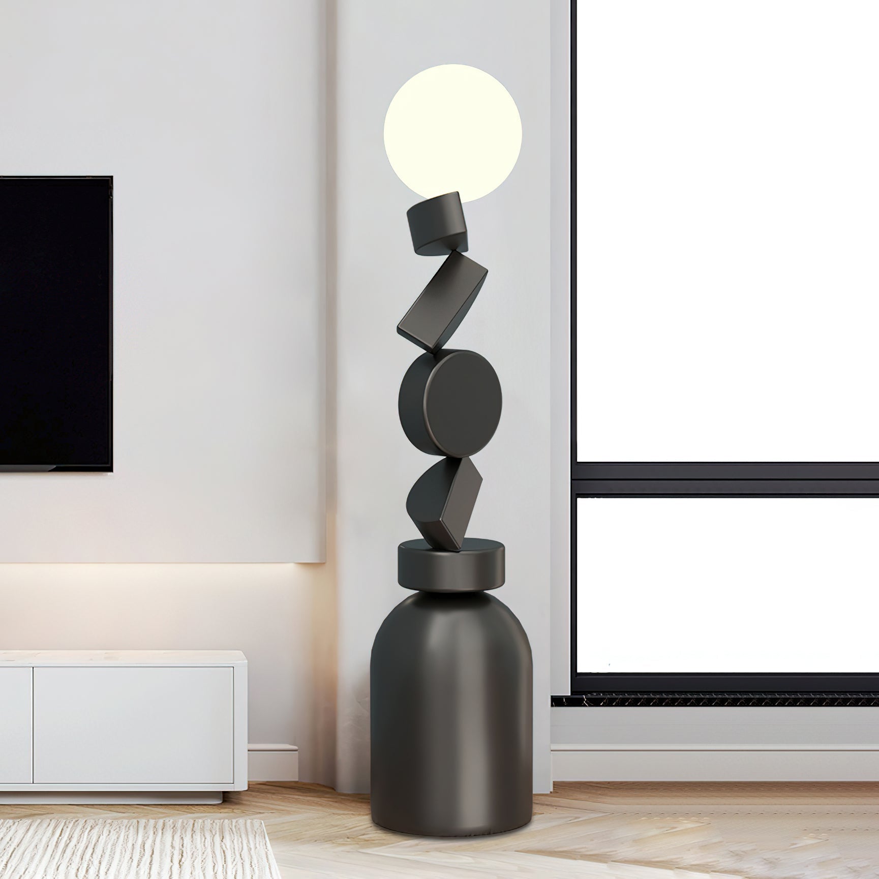 Floor Lamp Monolith Cube Black Base - Letslighting