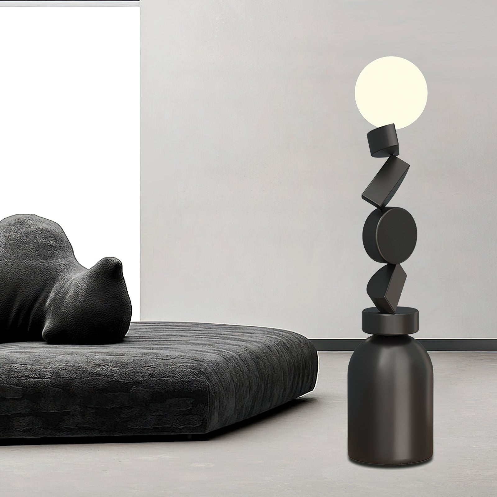 Floor Lamp Monolith Cube Black Base - Letslighting