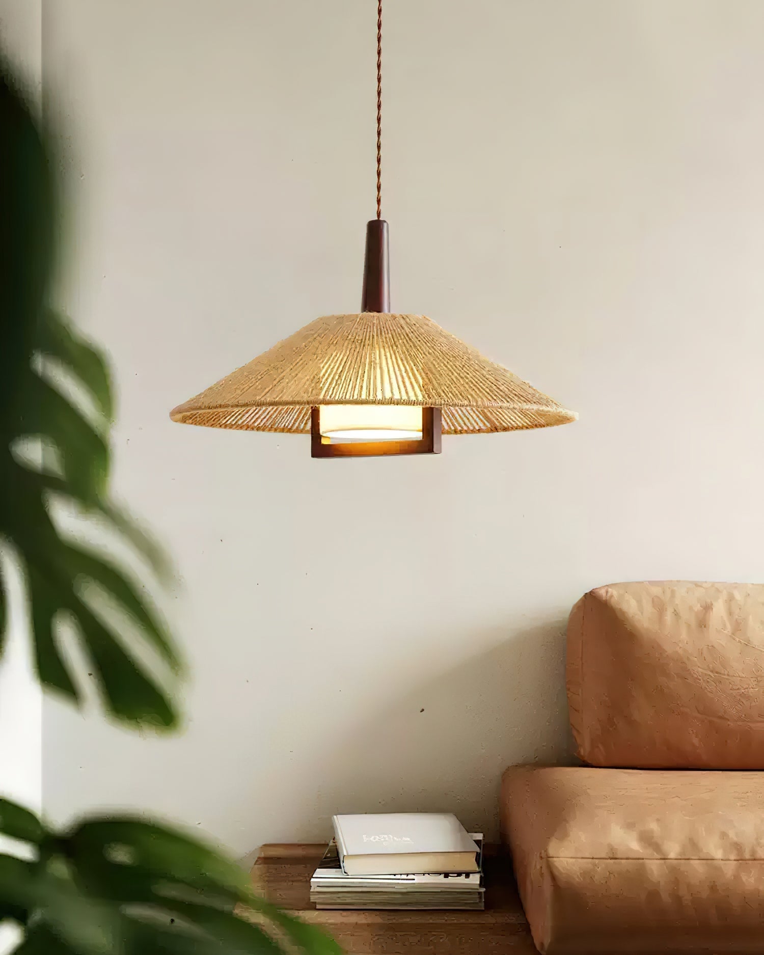 Fidoya Woven Rattan Cone Pendant Light - Letslighting