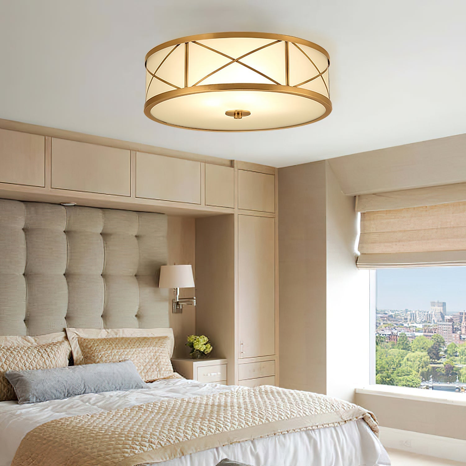 Vovene Modern Minimalist Brass Glass Ceiling Light - Letslighting