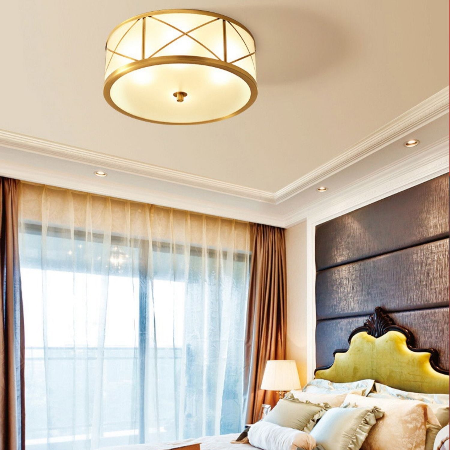 Vovene Modern Minimalist Brass Glass Ceiling Light - Letslighting