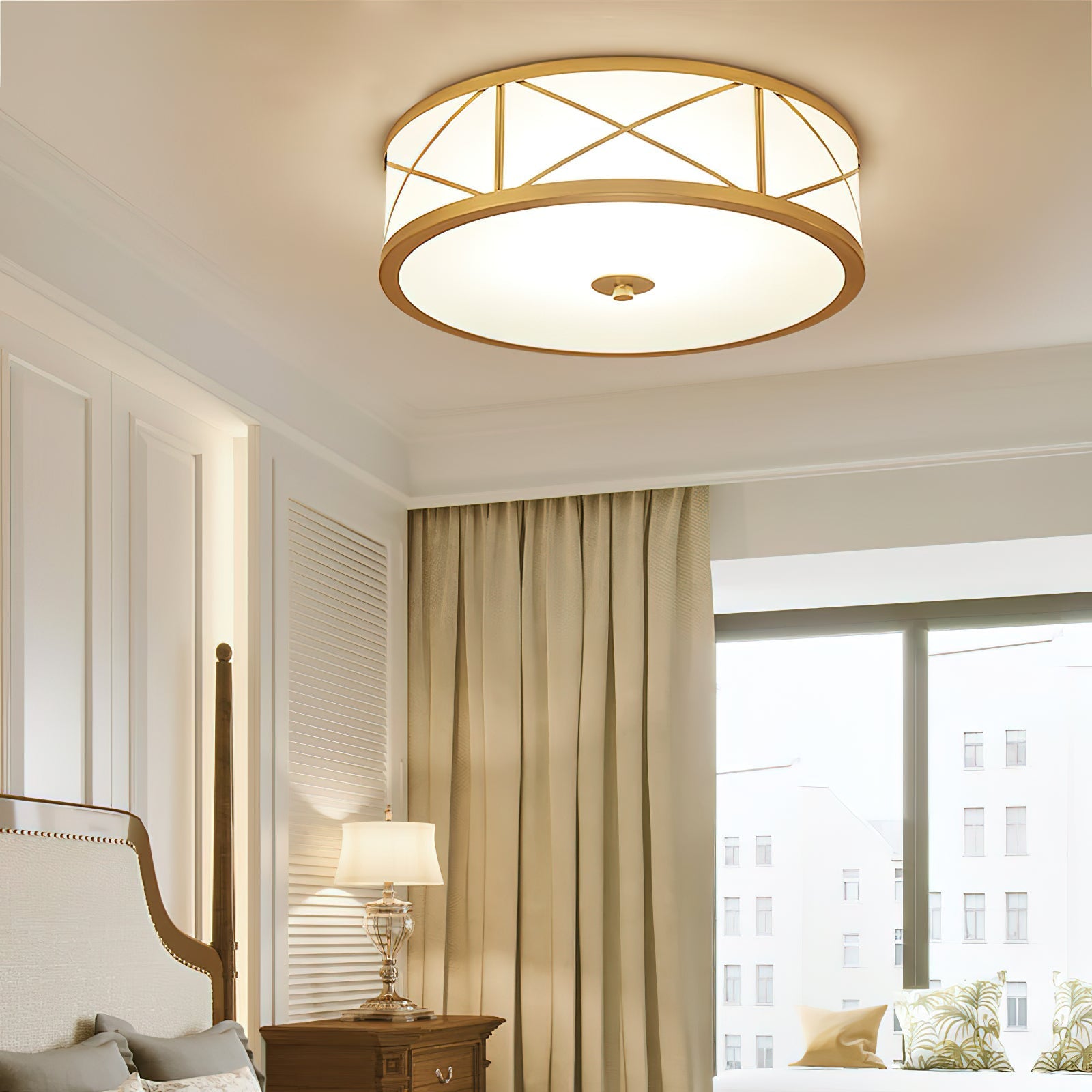 Vovene Modern Minimalist Brass Glass Ceiling Light - Letslighting