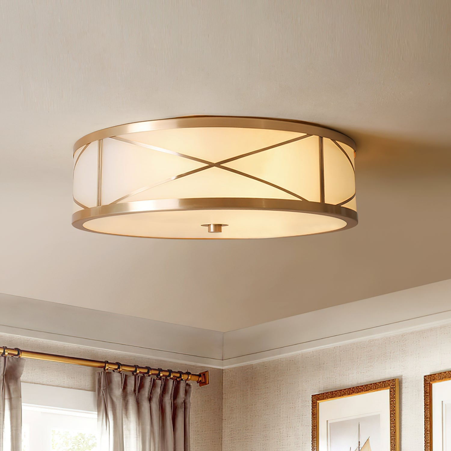 Vovene Modern Minimalist Brass Glass Ceiling Light - Letslighting