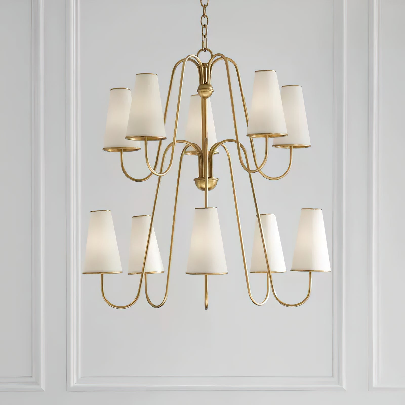 Elirora Elegance Vintage Brass Fabric Chandelier - Letslighting