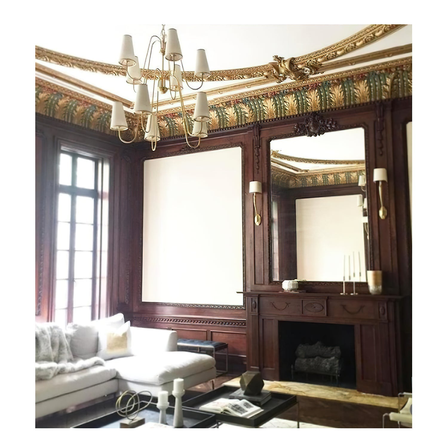 Elirora Elegance Vintage Brass Fabric Chandelier - Letslighting