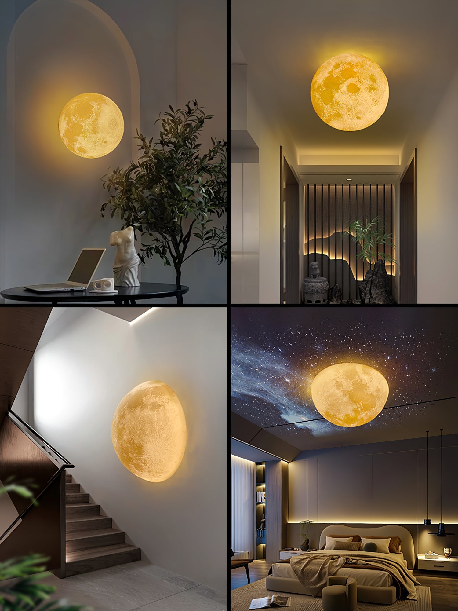 Olsolan Nordic Art Moon 3D Plastic Wall Lamp - Letslighting