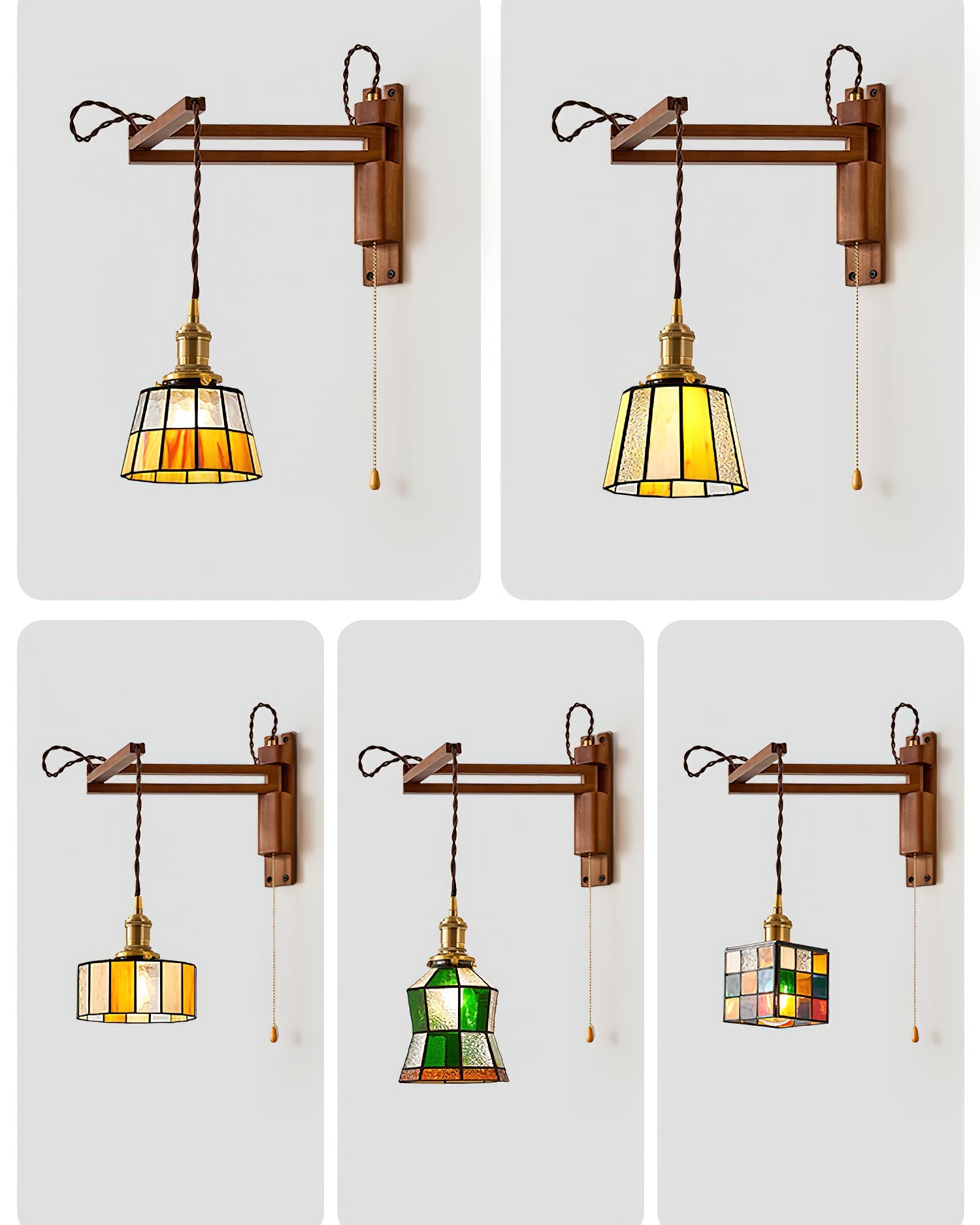Tiffany Mosaic Wall Lamp with pull chain - Letslighting