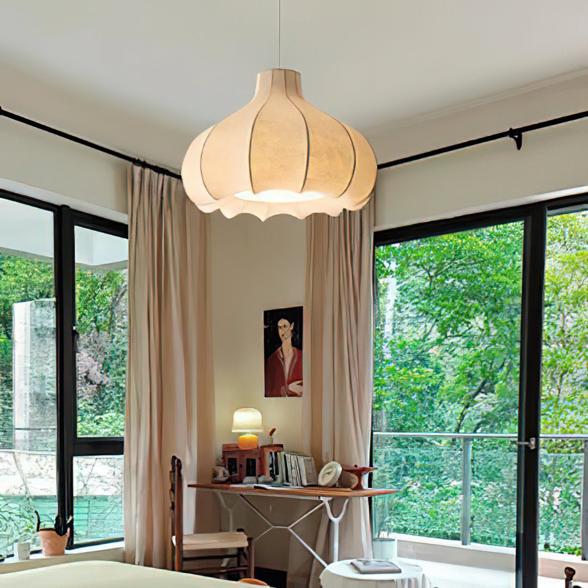 Zinnia Vintage Fabric Pendant Light - Letslighting