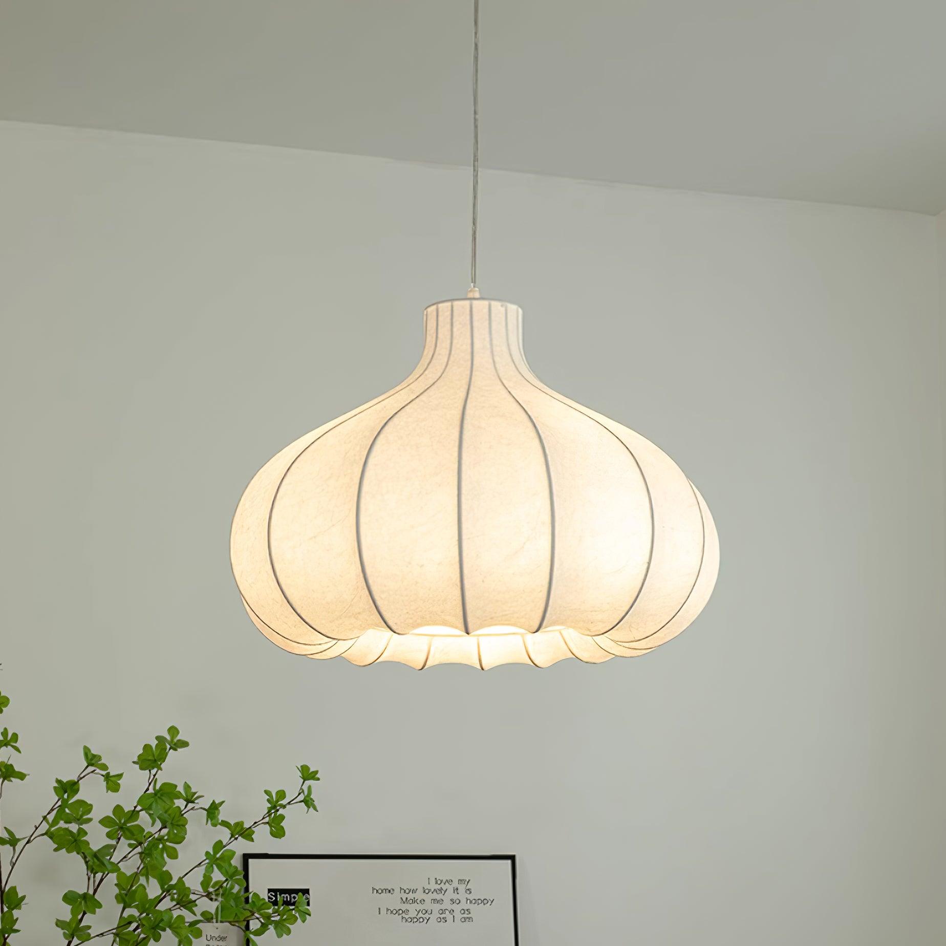 Pendant Lamp Silky Pleated Silk Shade White Elegant - Letslighting