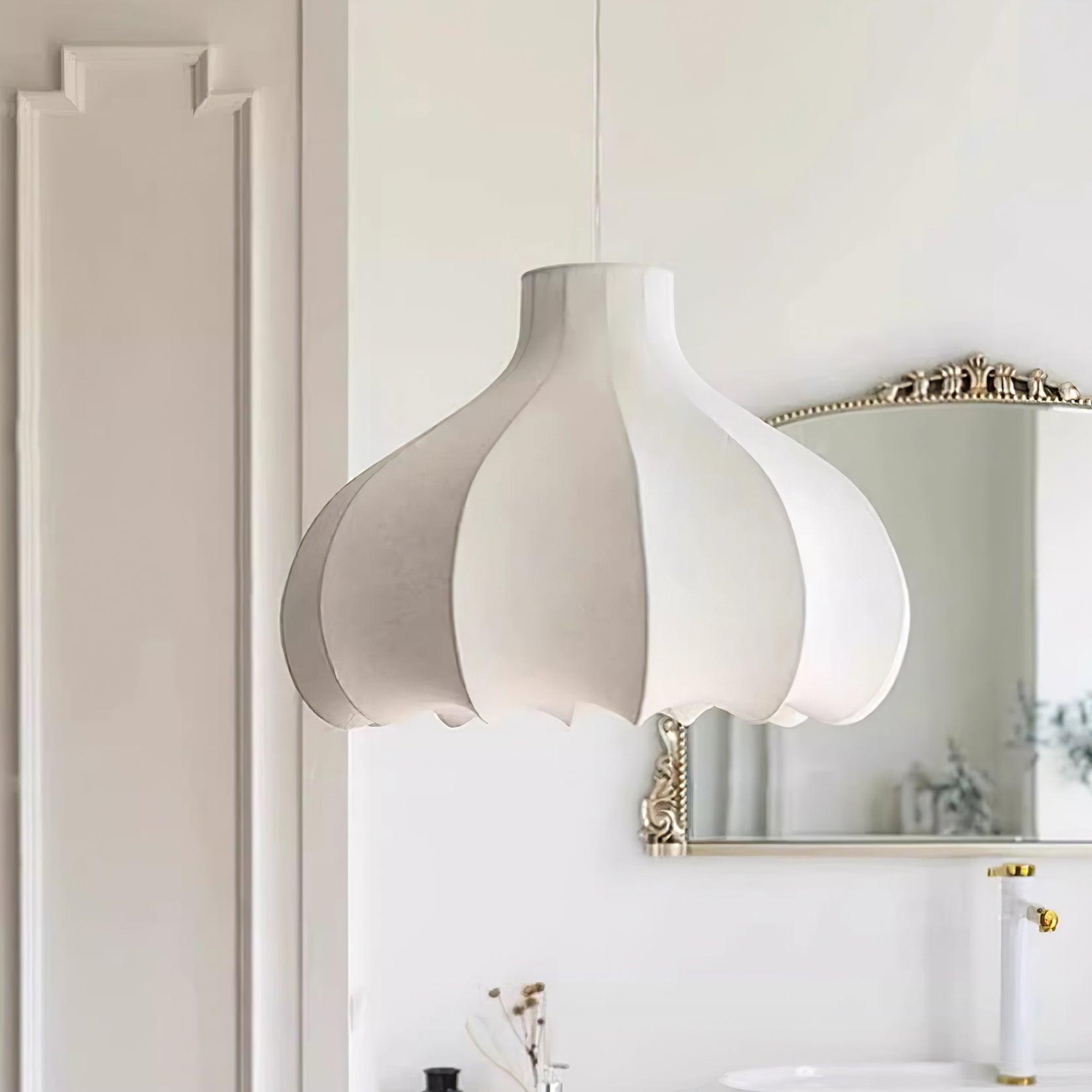 Pendant Lamp Silky Pleated Silk Shade White Elegant - Letslighting