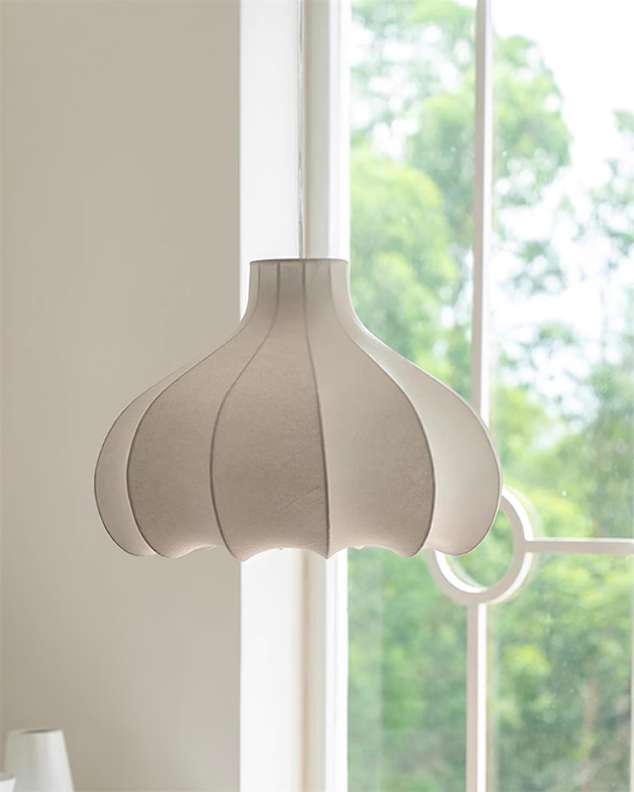 Pendant Lamp Silky Pleated Silk Shade White Elegant - Letslighting