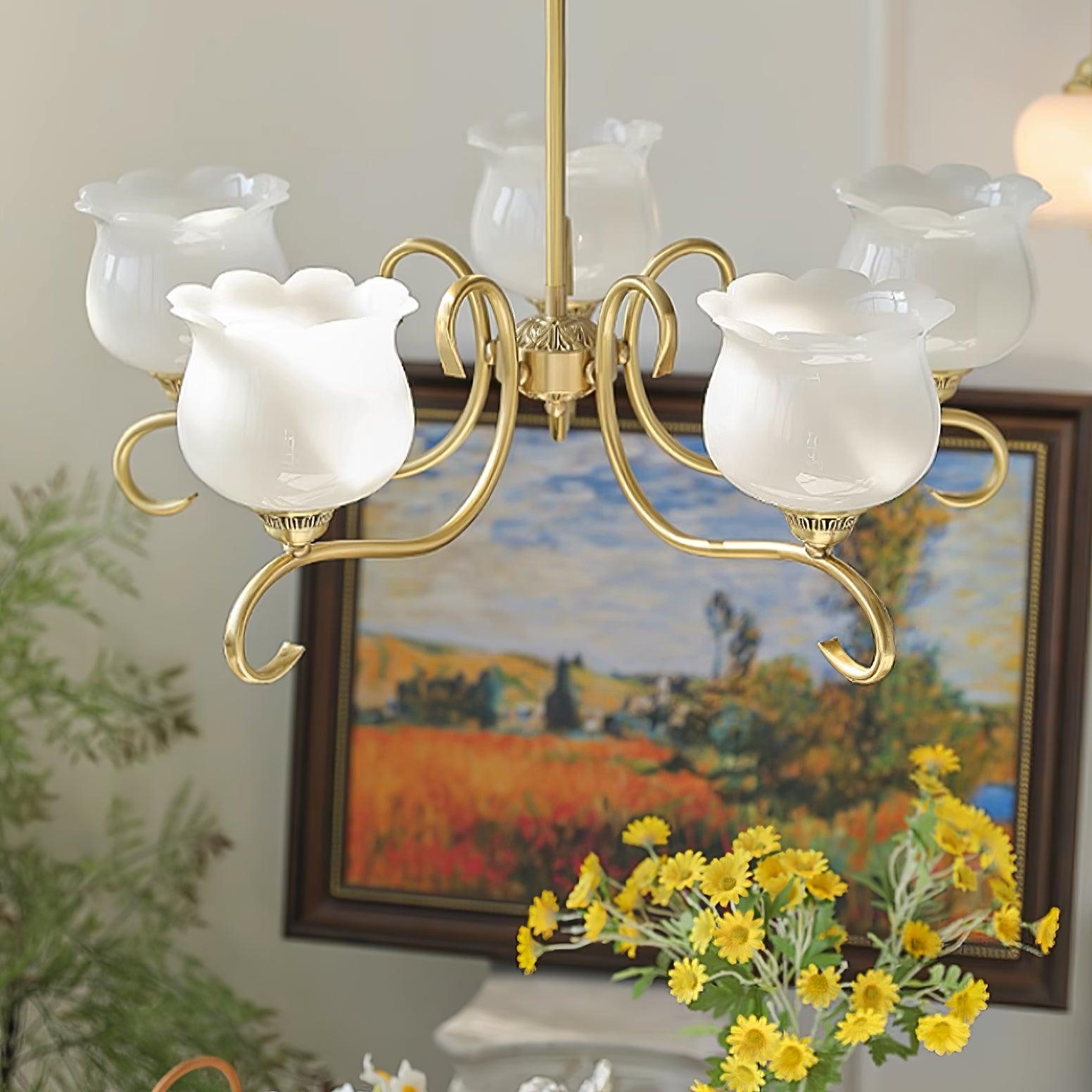 Mullan Chandelier Brass Resin White Gold - Letslighting