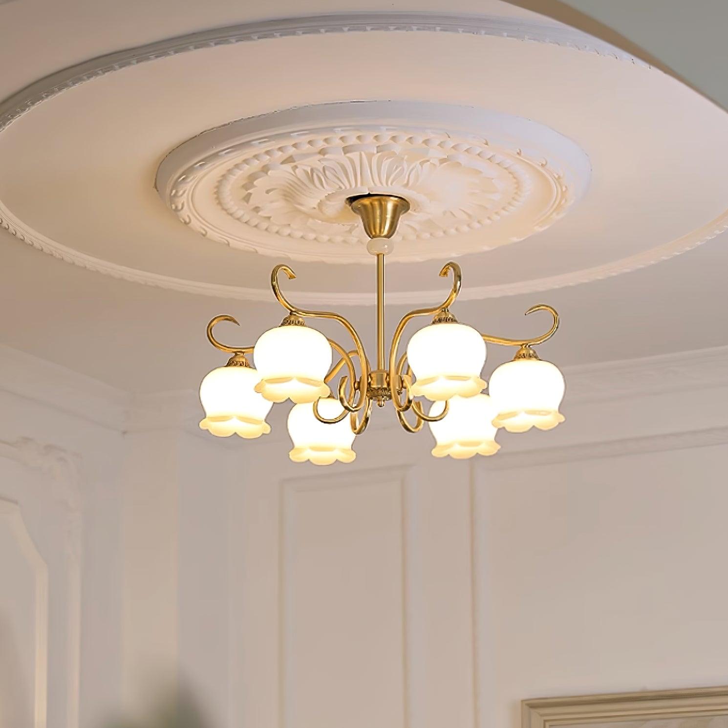 Mullan Chandelier Brass Resin White Gold - Letslighting