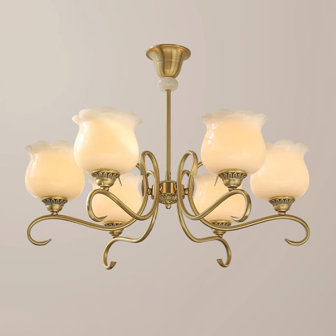 Mullan Chandelier Brass Resin White Gold - Letslighting