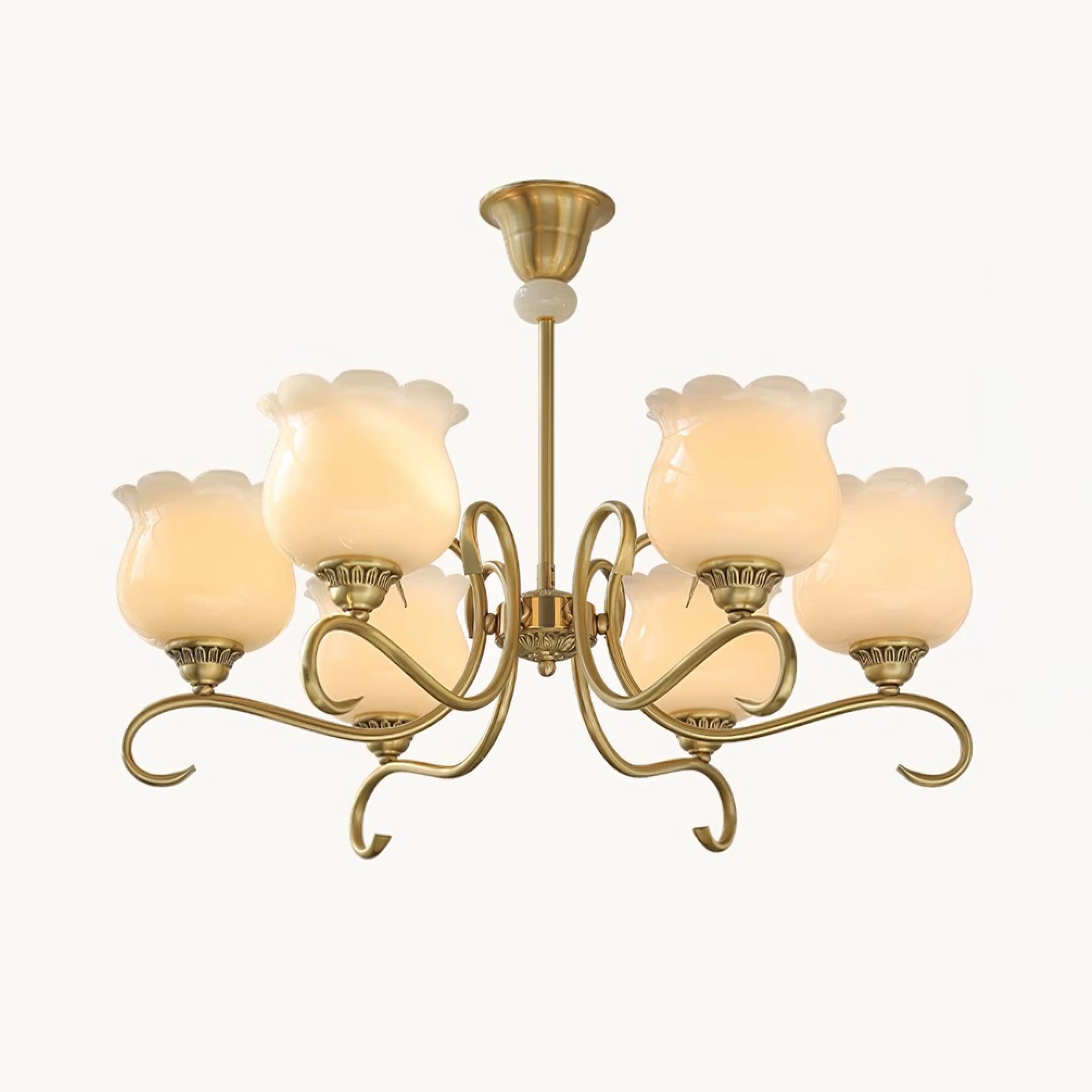 Mullan Chandelier Brass Resin White Gold - Letslighting