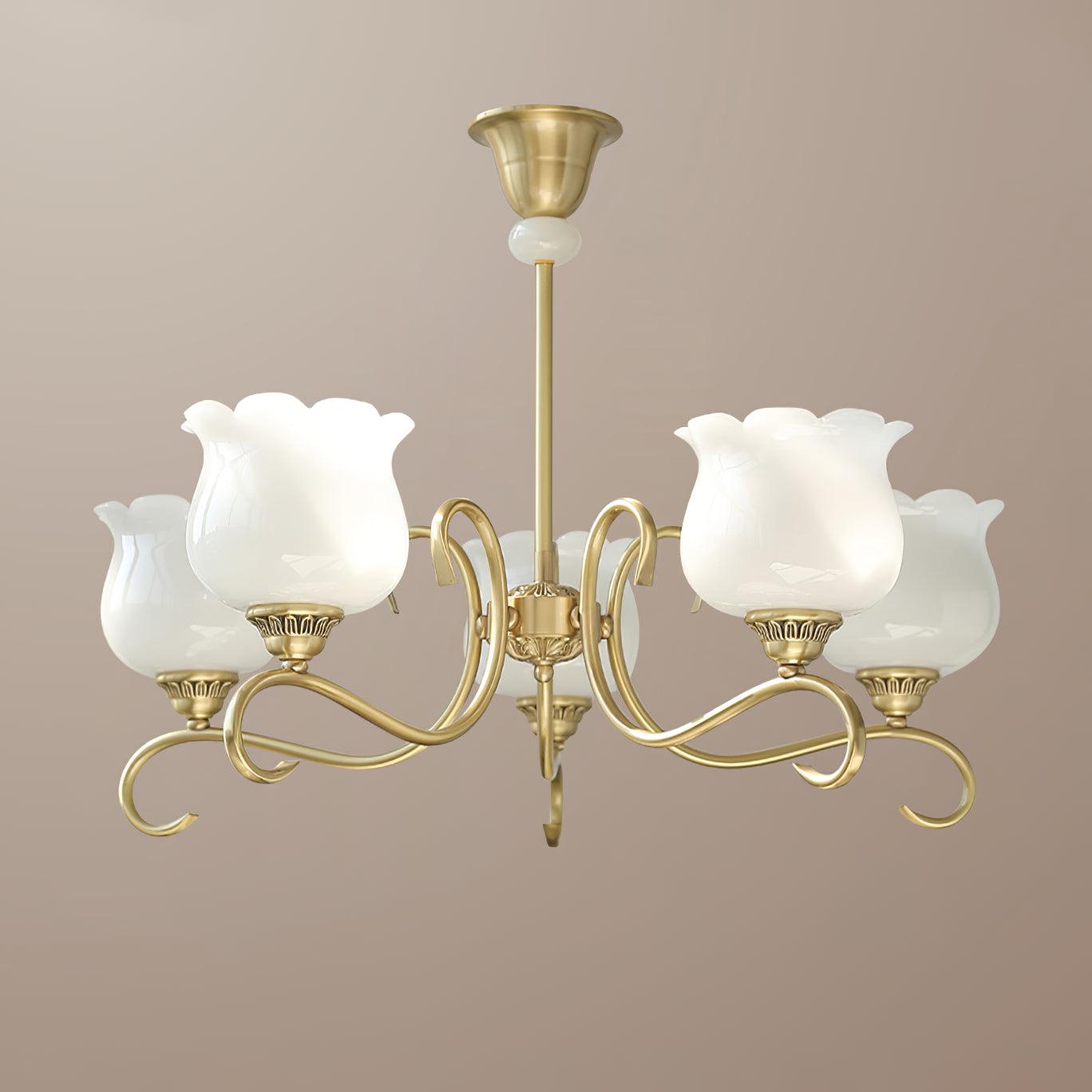 Mullan Chandelier Brass Resin White Gold - Letslighting
