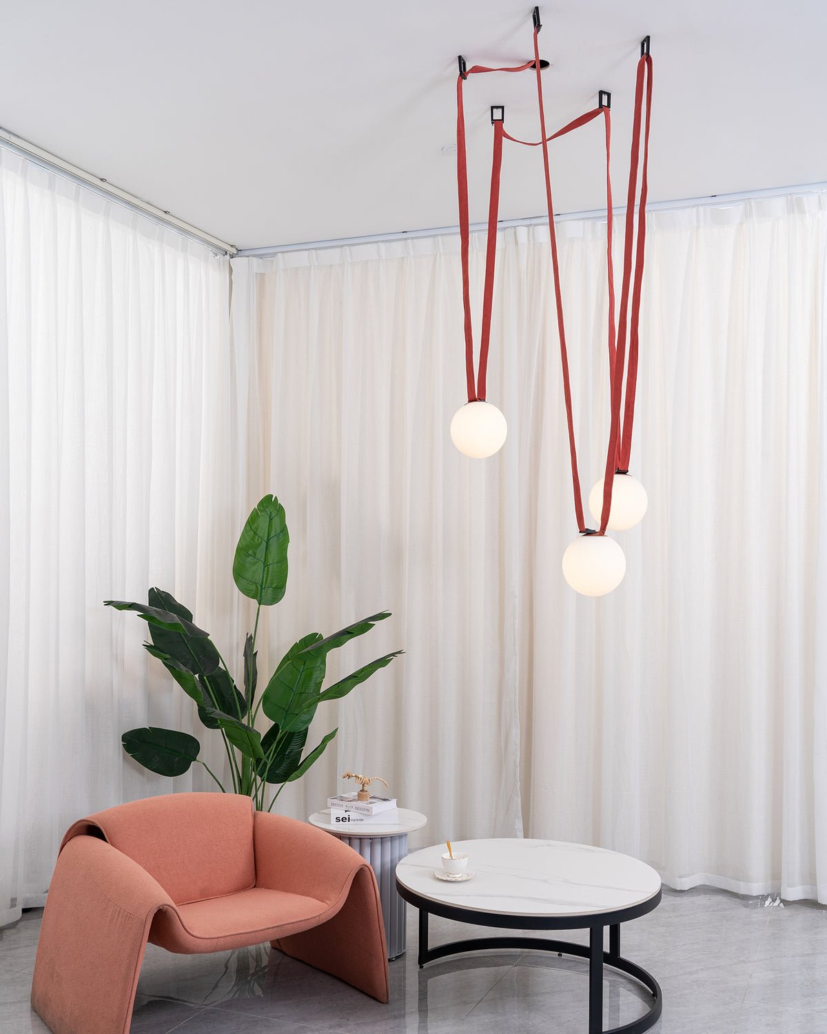 Lustra Pendant Lamp Leather Belt Glass - Letslighting