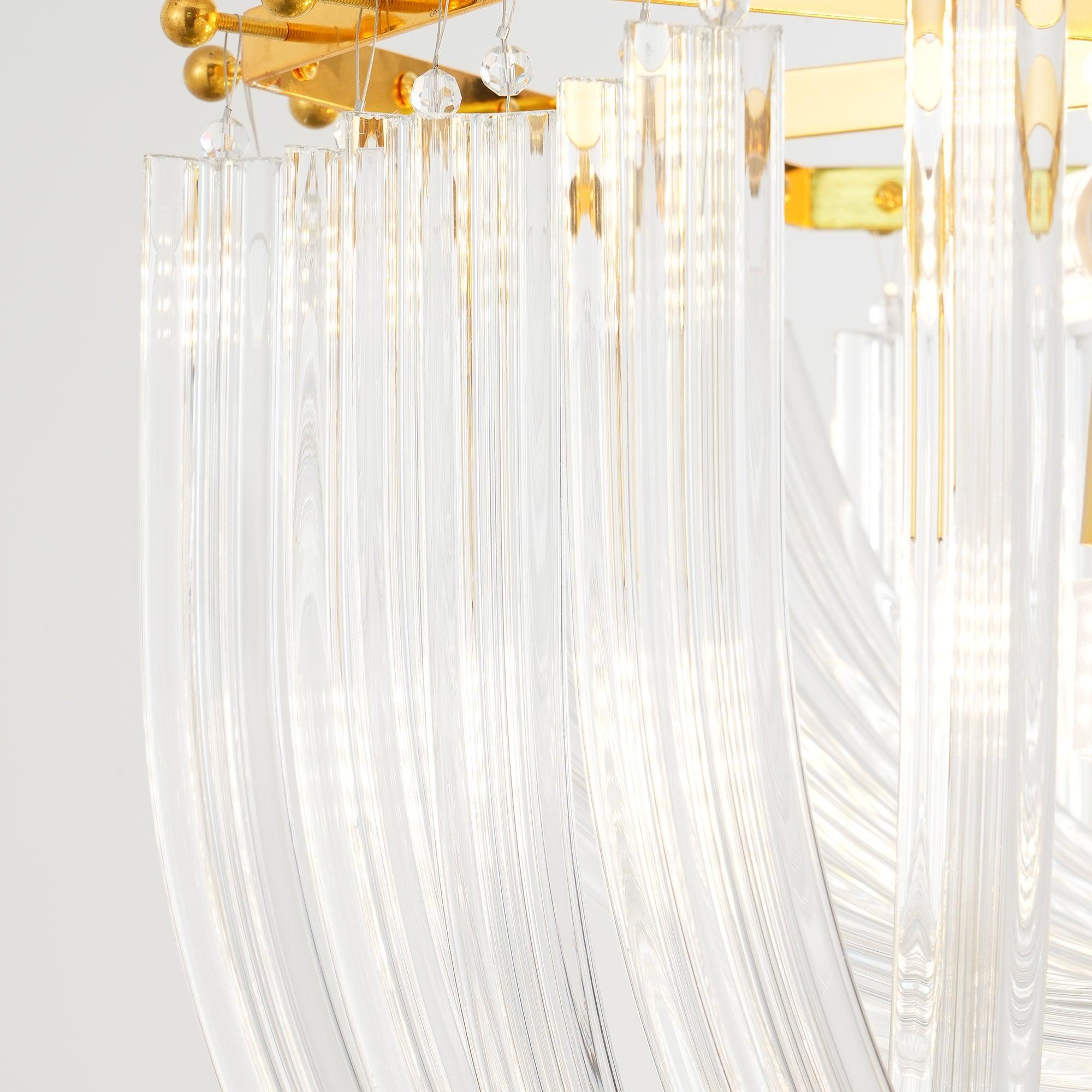 Aurora Chandelier Clear Curved Tiered - Letslighting
