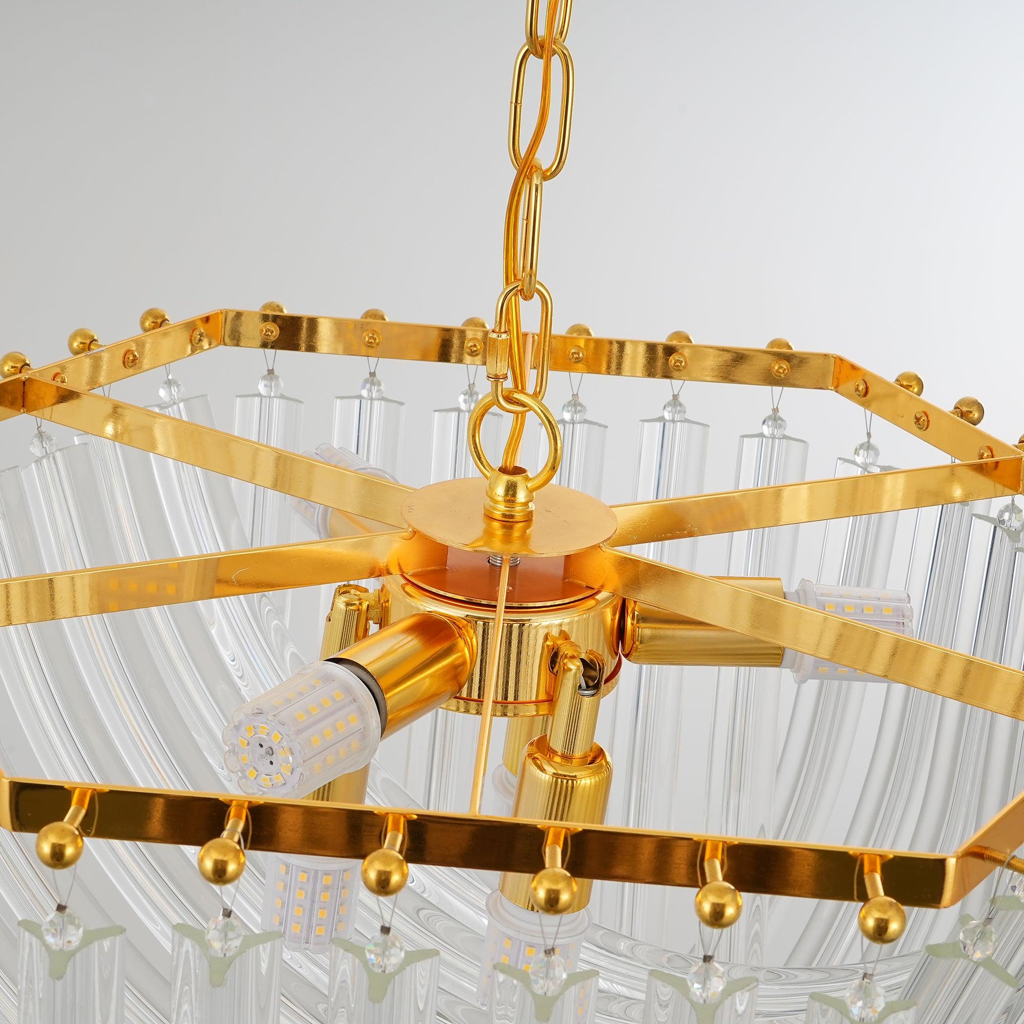 Aurora Chandelier Clear Curved Tiered - Letslighting