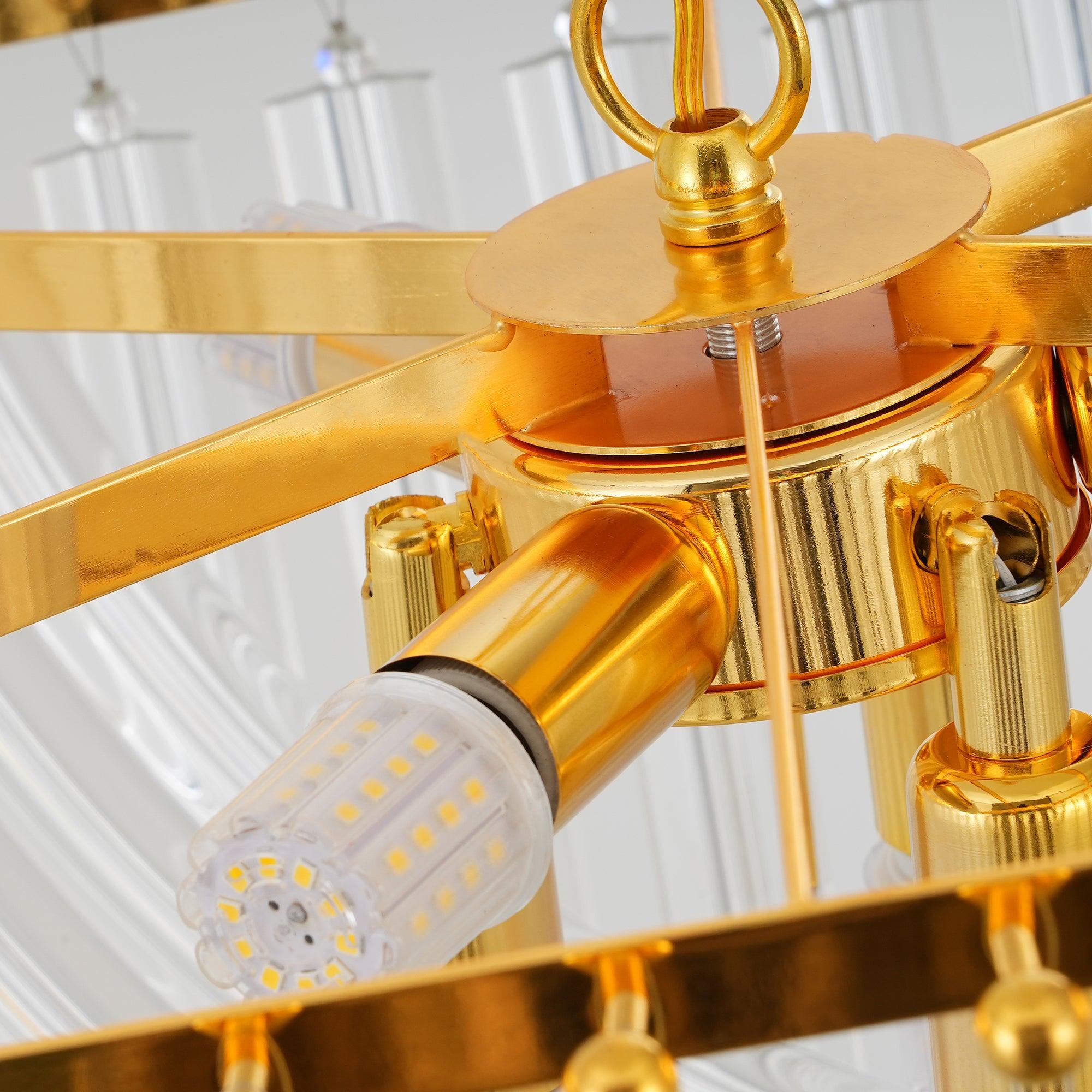 Aurora Chandelier Clear Curved Tiered - Letslighting
