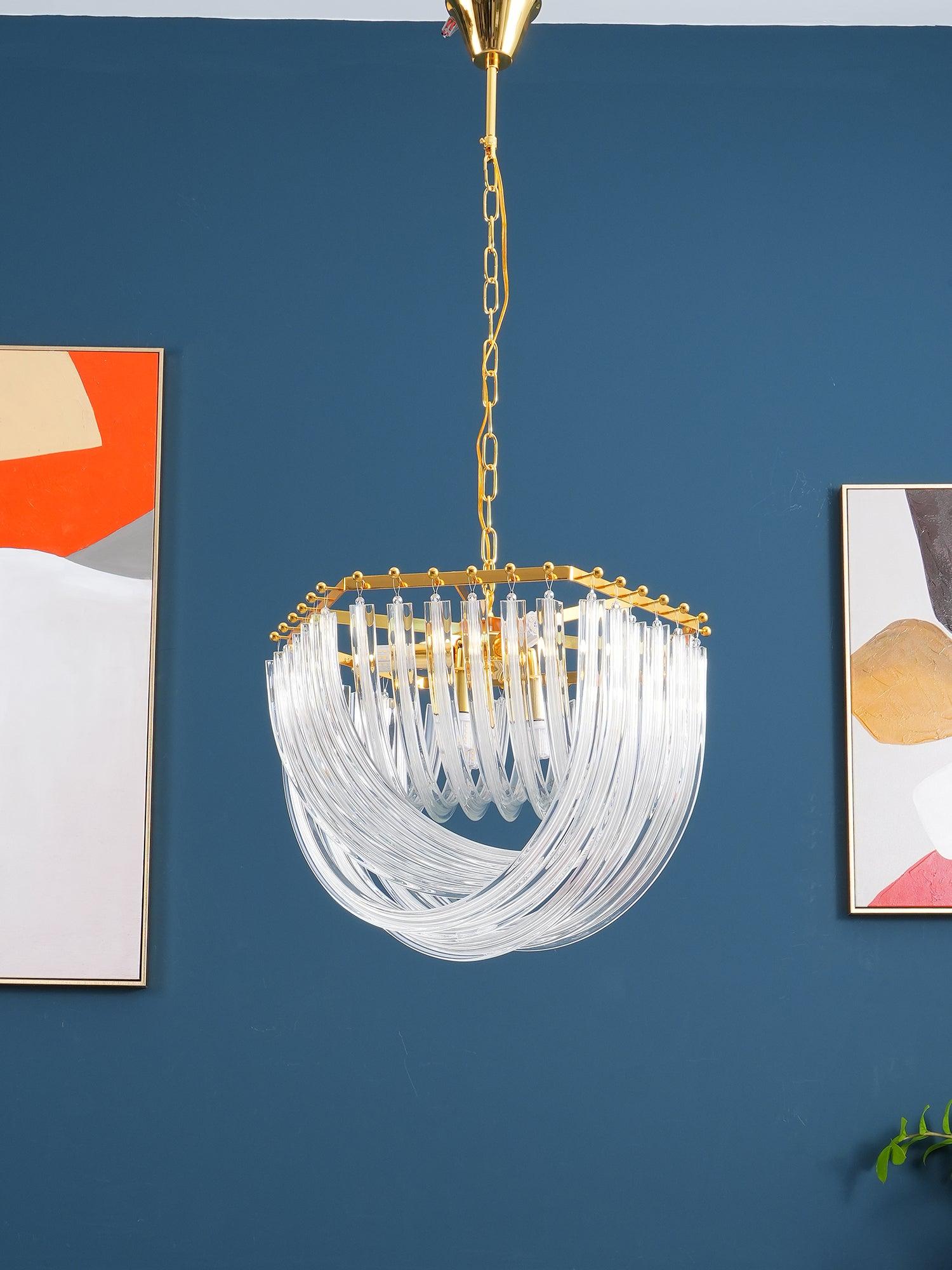 Aurora Chandelier Clear Curved Tiered - Letslighting