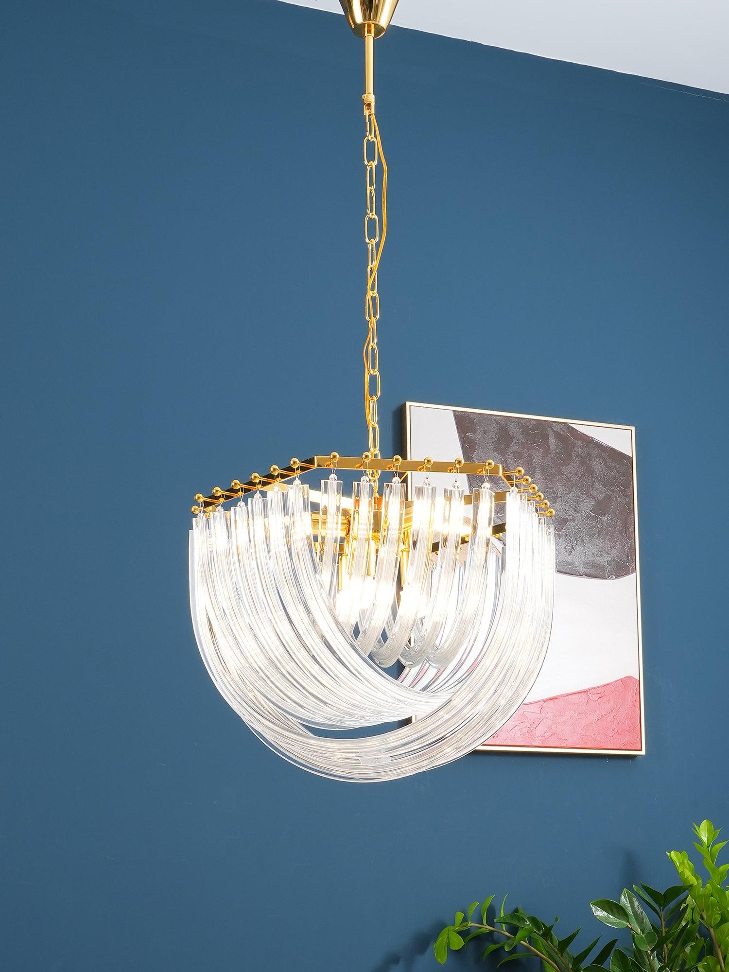 Aurora Chandelier Clear Curved Tiered - Letslighting