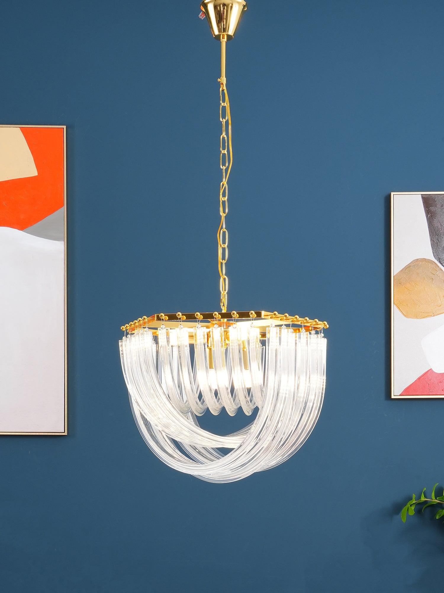 Aurora Chandelier Clear Curved Tiered - Letslighting