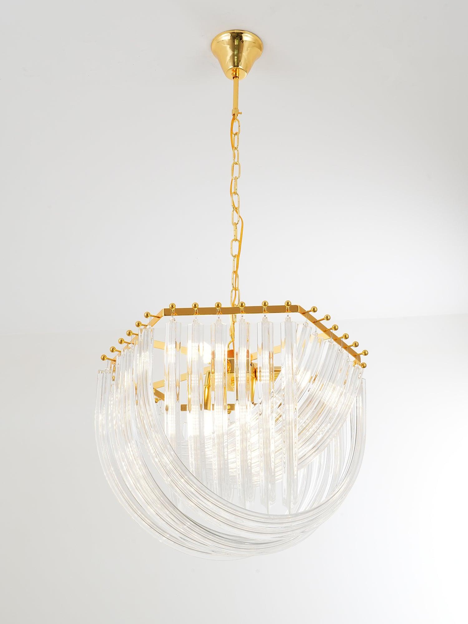 Aurora Chandelier Clear Curved Tiered - Letslighting