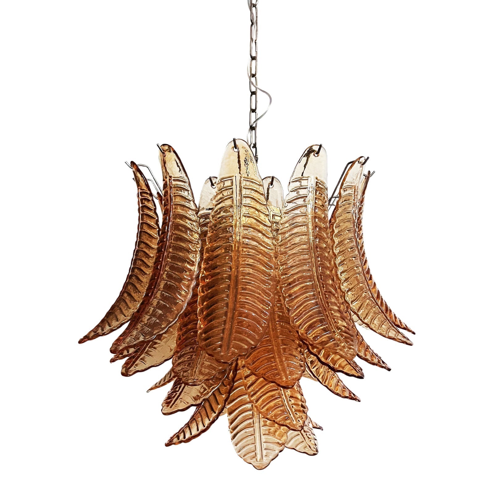 Aurora Chandelier Amber Leaf Glass Layered Venetian Elegance - Letslighting
