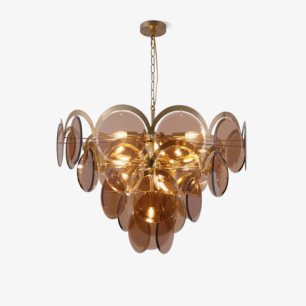 Lustra Chandelier Amber Glass Tiered Circles - Letslighting
