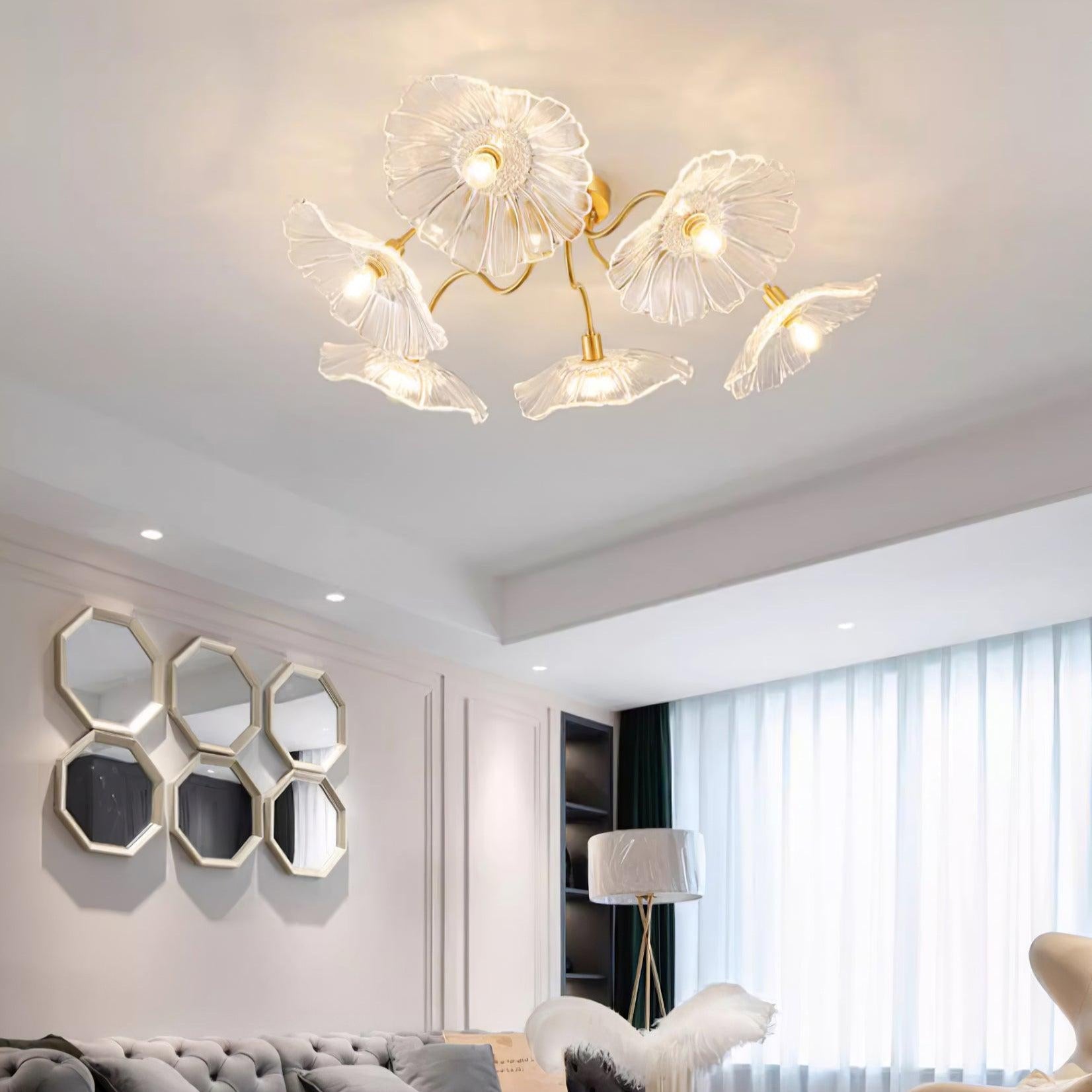 Valentina Glass Flowers Flush Mount Ceiling Light - Letslighting