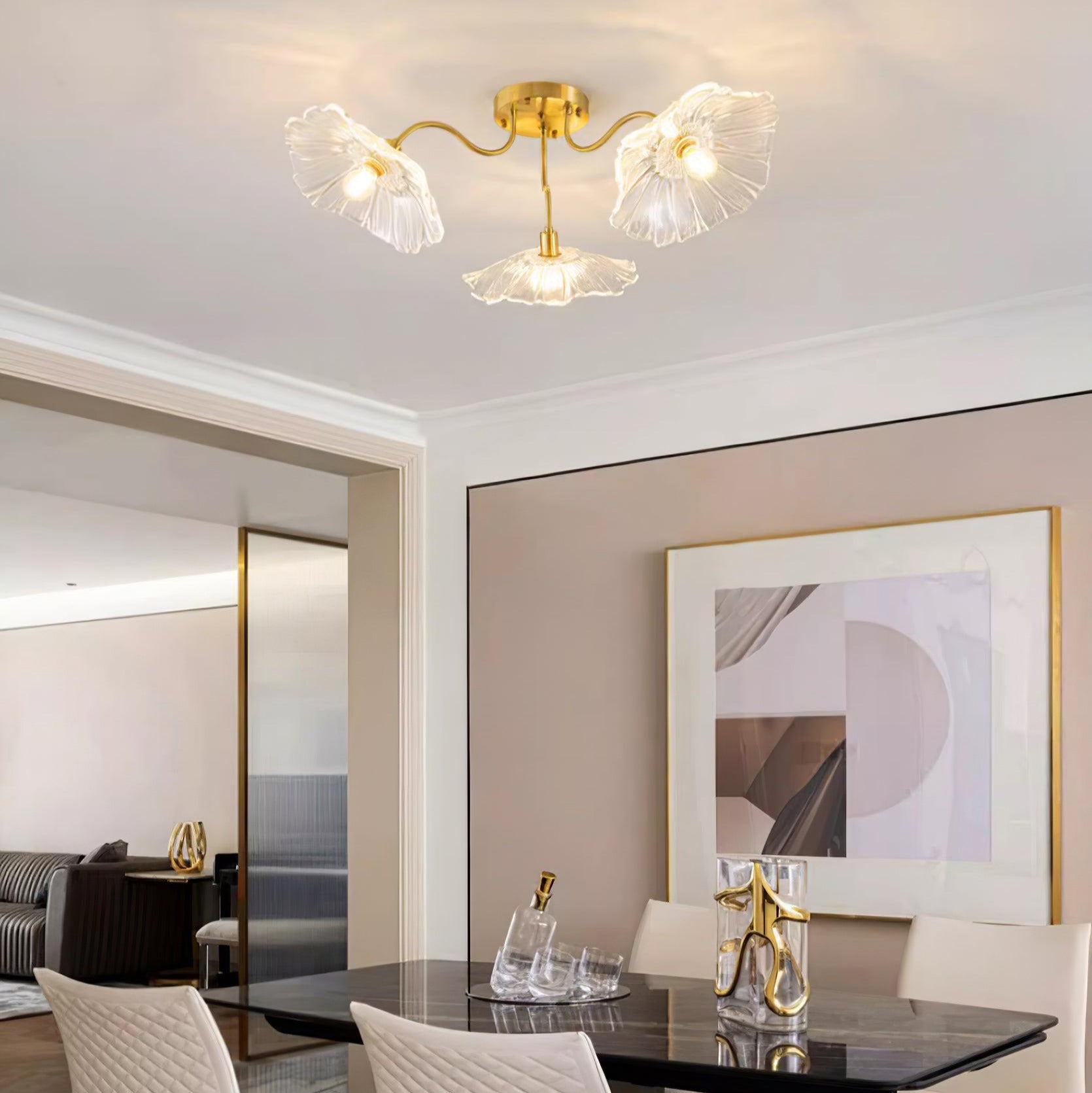 Valentina Glass Flowers Flush Mount Ceiling Light - Letslighting