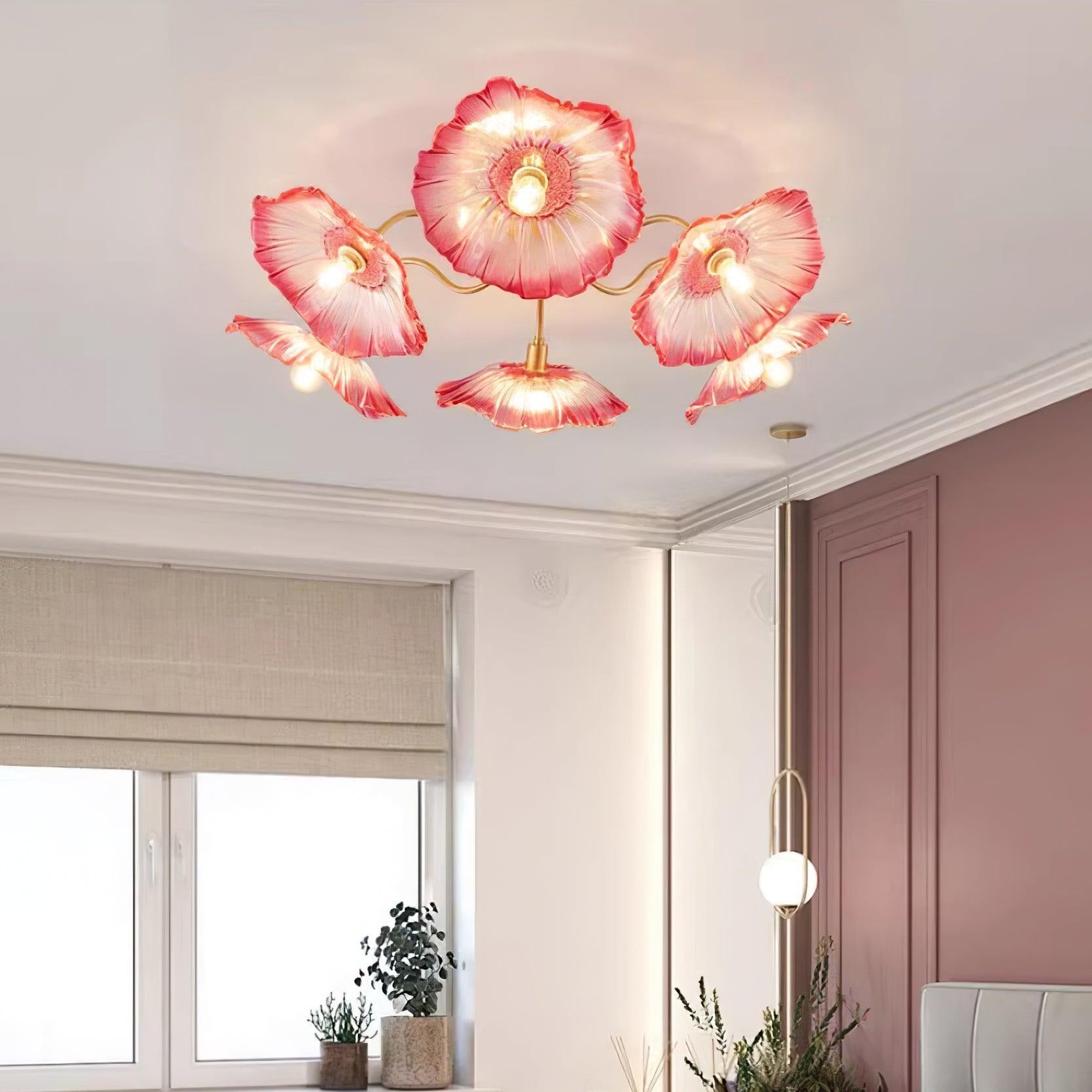 Valentina Glass Flowers Flush Mount Ceiling Light - Letslighting