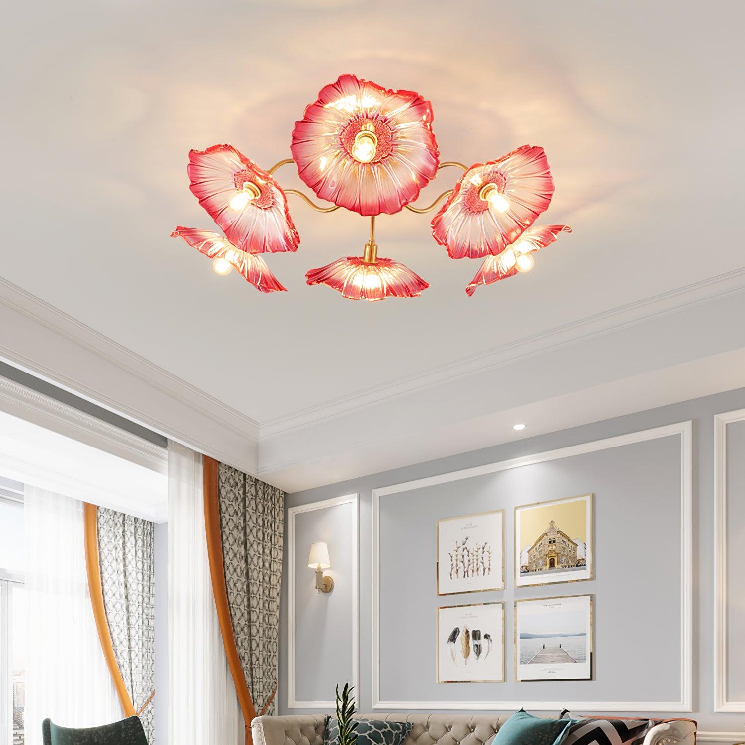 Valentina Glass Flowers Flush Mount Ceiling Light